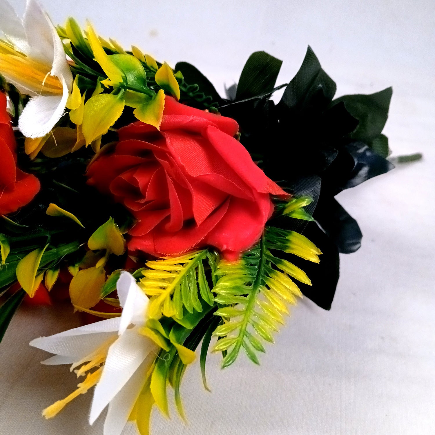 Artificial Flowers Rose Bunches for Vase Pot | Faux Flowers Stem - for Home Decor, Living Room, Office & Festivals Decoration (Vase Not Included) - 16 Inch - Apkamart