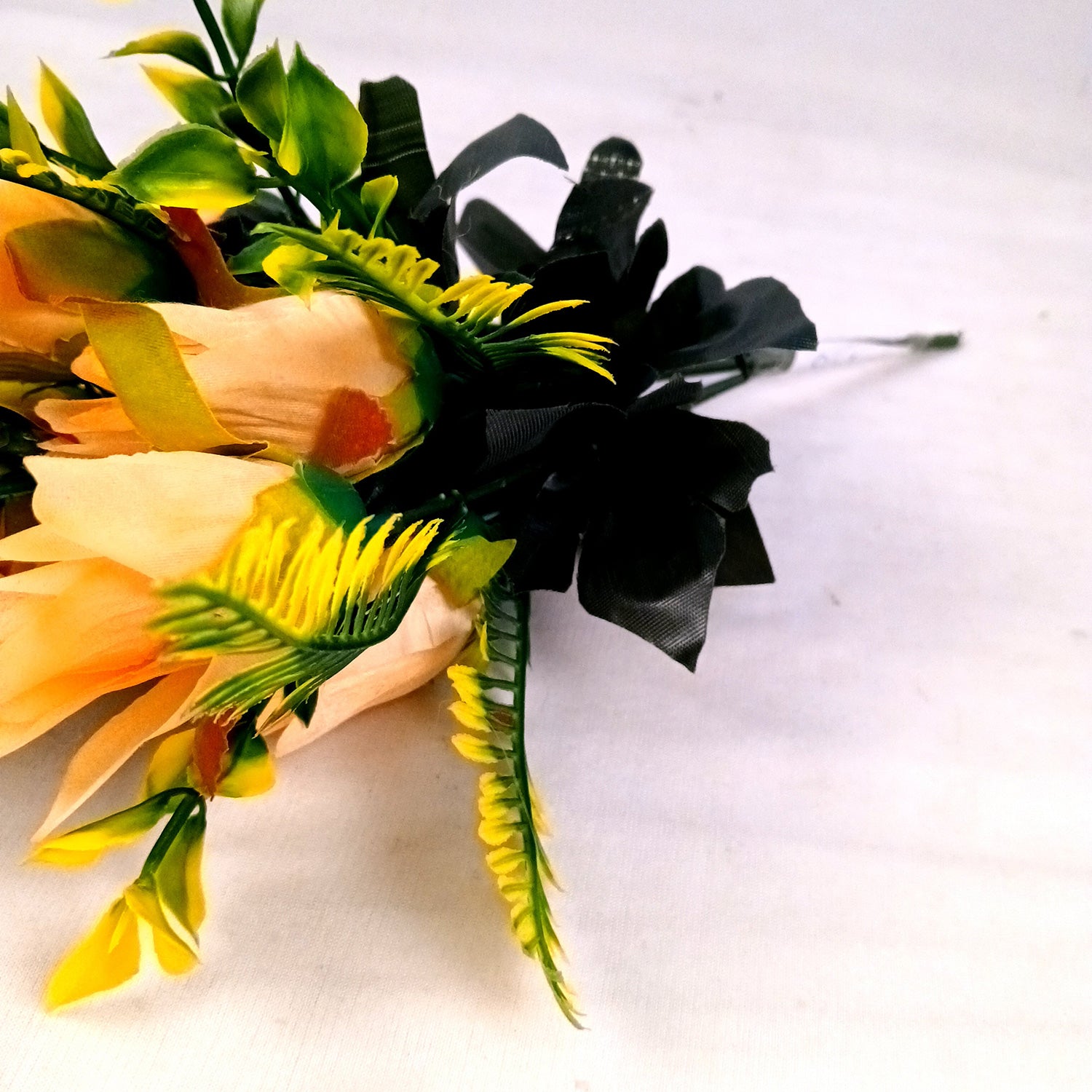 Artificial Flowers Rose Bouquet | Faux Flowers Bunch / Sticks - for Home Decor, Living Room, Office & Festivals Decoration (Vase Not Included) - 15 Inch - Apkamart #Colour_Orange