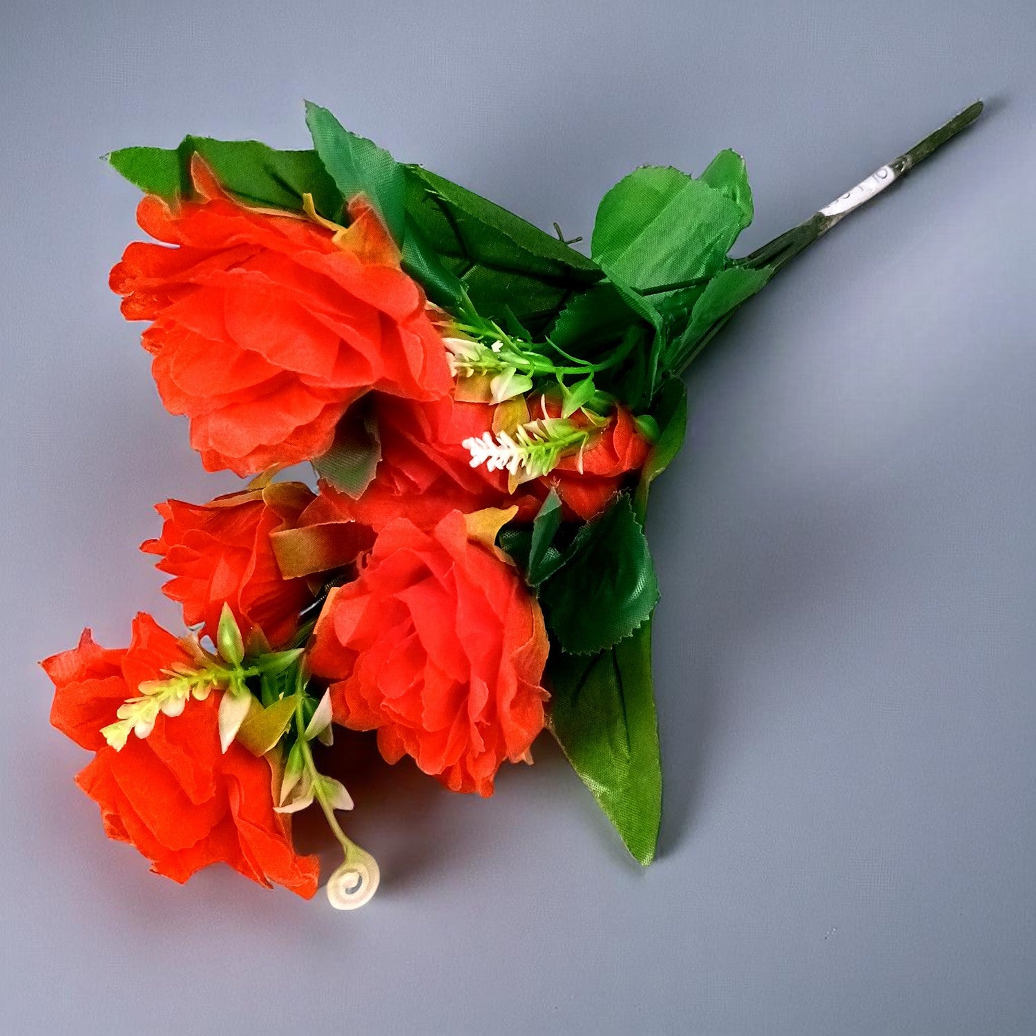 Artificial Flowers Rose | Faux Gulab Flowers Bunch - for Home Decor, Living Room, Office & Festivals Decoration (Vase Not Included) - 15 Inch  Apkamart #Colour_Red