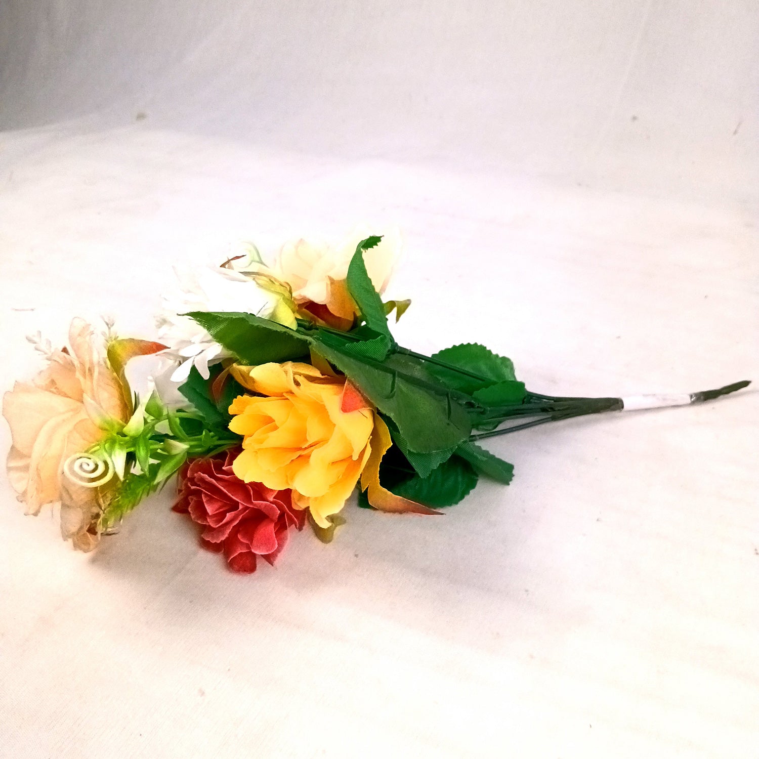 Artificial Flowers Rose Bunches for Vase Pot | Faux Flowers Stem - for Home Decor, Living Room, Office & Festivals Decoration (Vase Not Included) - 14 Inch - Apkamart #Colour_Multicolor