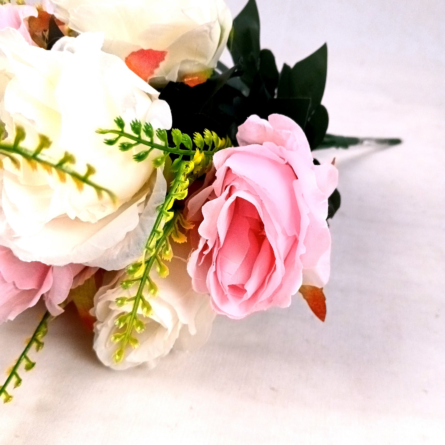 Artificial Flower Plant - Cherry Blossom | Decorative Flowers Bunch & Stems - for Table Vase, Pot, Home Decor, Living Room, Side Table Centerpiece & Festival Decoration - Apkamart #Color_Pink & White