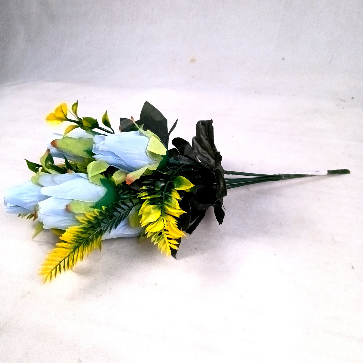 Artificial Flowers Rose Bunches for Vase Pot | Faux Flowers Stem - for Home Decor, Living Room, Office & Festivals Decoration (Vase Not Included) - 14 Inch - Apkamart #Colour_Blue