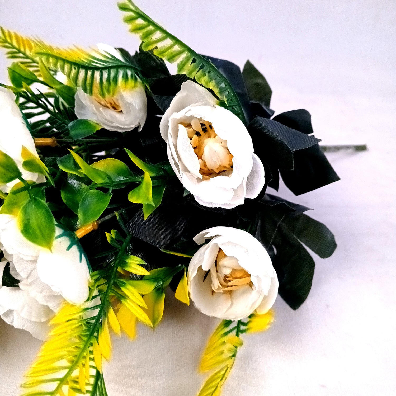 Artificial Flower Plant With Fruits | Decorative Flowers Bunch & Stems - for Table Vase, Pot, Home Decor, Living Room, Side Table Centerpiece & Festival Decoration - Apkamart #Color_White