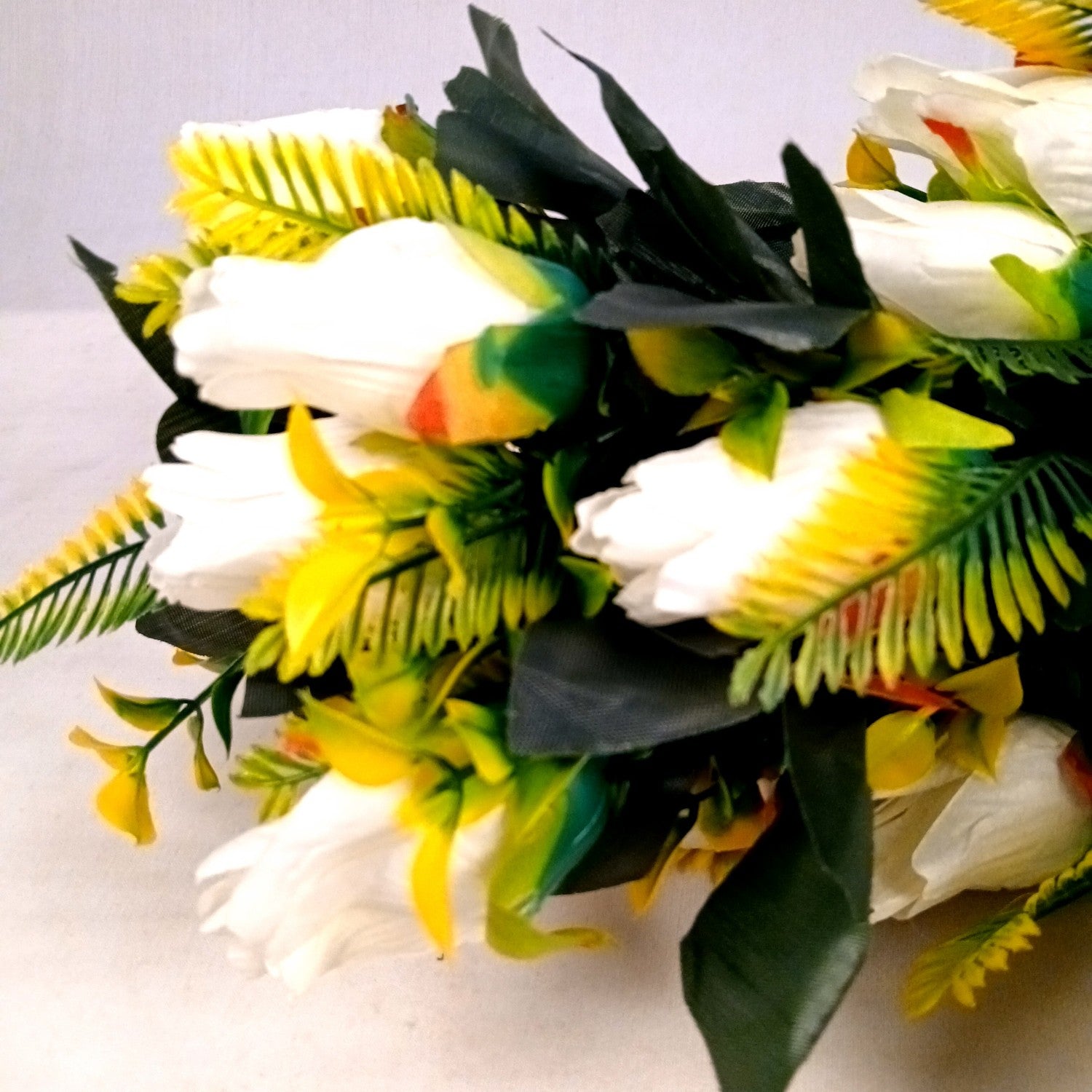 Artificial Flower Rose Bouquets | Fake Flowers Bunch - For Vase, Pot, Home, Bedroom, Balcony, Office Corner, Living Room - 26 Inch - Apkamart #Colour_White