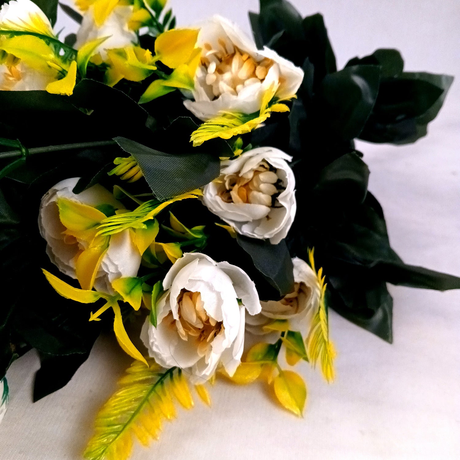 Artificial Flower Bouquets | Fake Flowers Bunch / Sticks - for Vase, Home, Bedroom, Balcony, Office Corner, Living Room (Vase Not Included) - 26 Inch - Apkamart #Colour_White