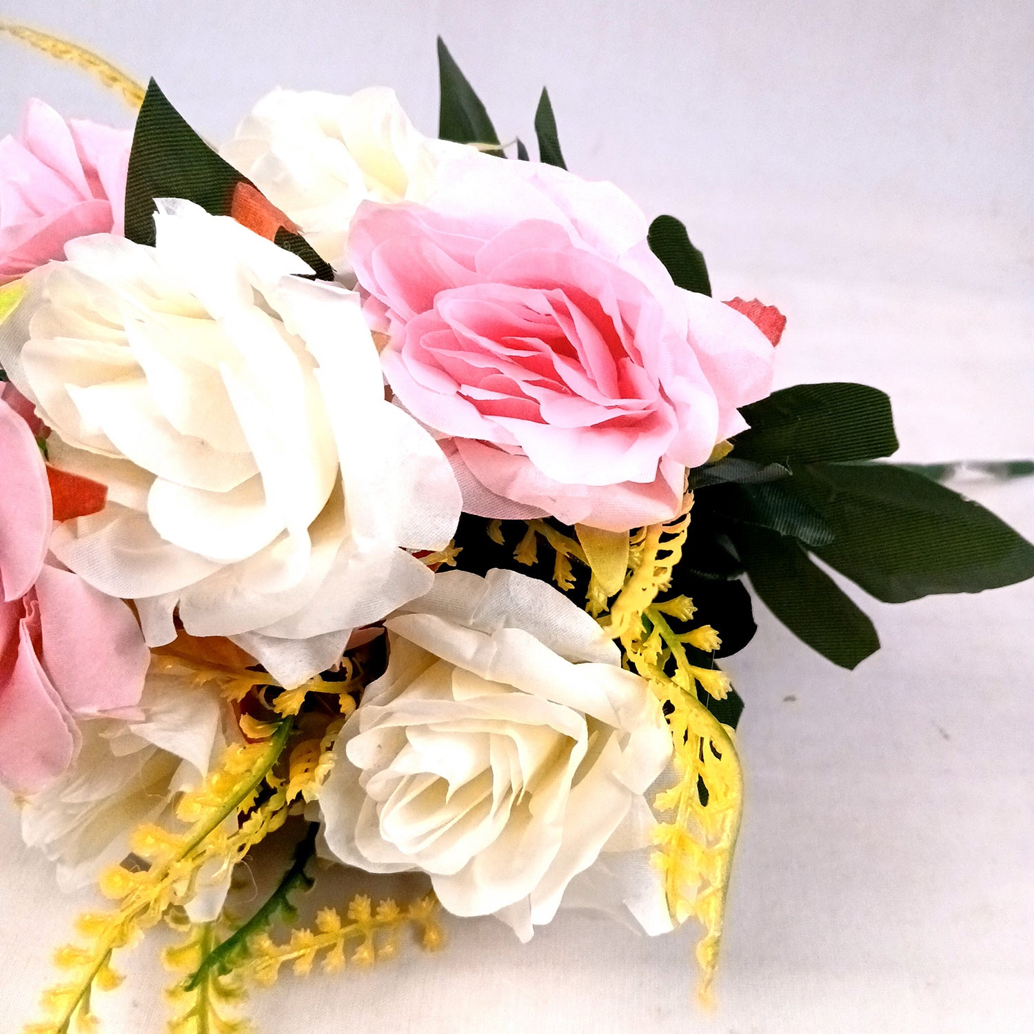 Artificial Flowers Rose Bunches for Vase Pot | Faux Flowers Stem - for Home Decor, Living Room, Office & Festivals Decoration (Vase Not Included) - 16 Inch - Apkamart #Style_Design 1