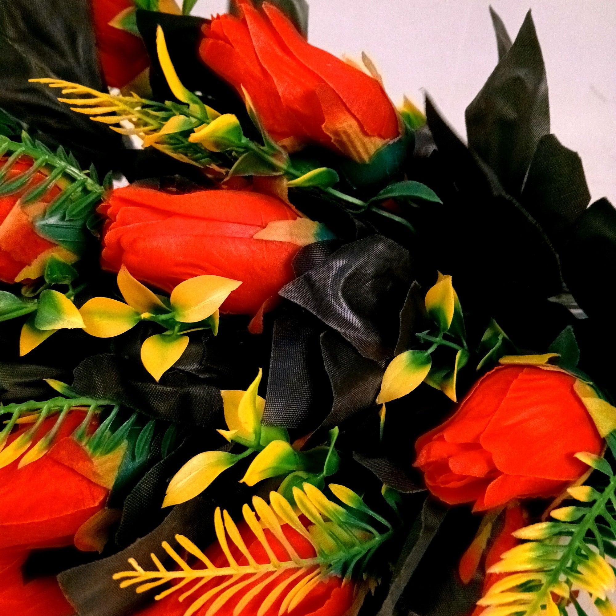 Artificial Flower Rose Bouquets | Fake Flowers Bunch - For Vase, Pot, Home, Bedroom, Balcony, Office Corner, Living Room - 26 Inch - Apkamart #Colour_Red