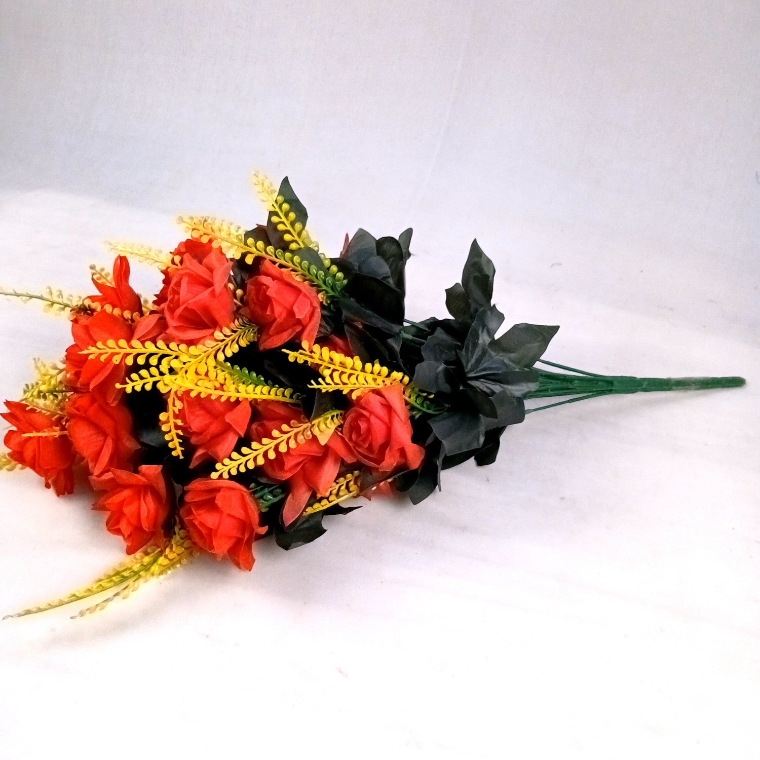 Artificial Flower Rose Bouquets | Faux Flowers Bunch - for Table Vase, Pot, Home Decor, Living Room, Side Table Centerpiece - 26 Inch - Apkamart #Colour_Red