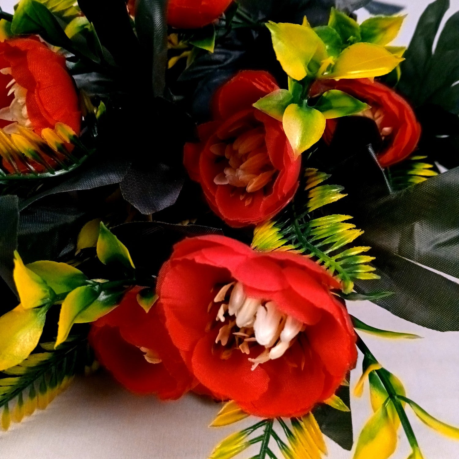 Artificial Flower Bouquets | Fake Flowers Bunch - For Vase, Home, Bedroom, Balcony, Office Corner, Living Room - 26 Inch - Apkamart #Colour_Red