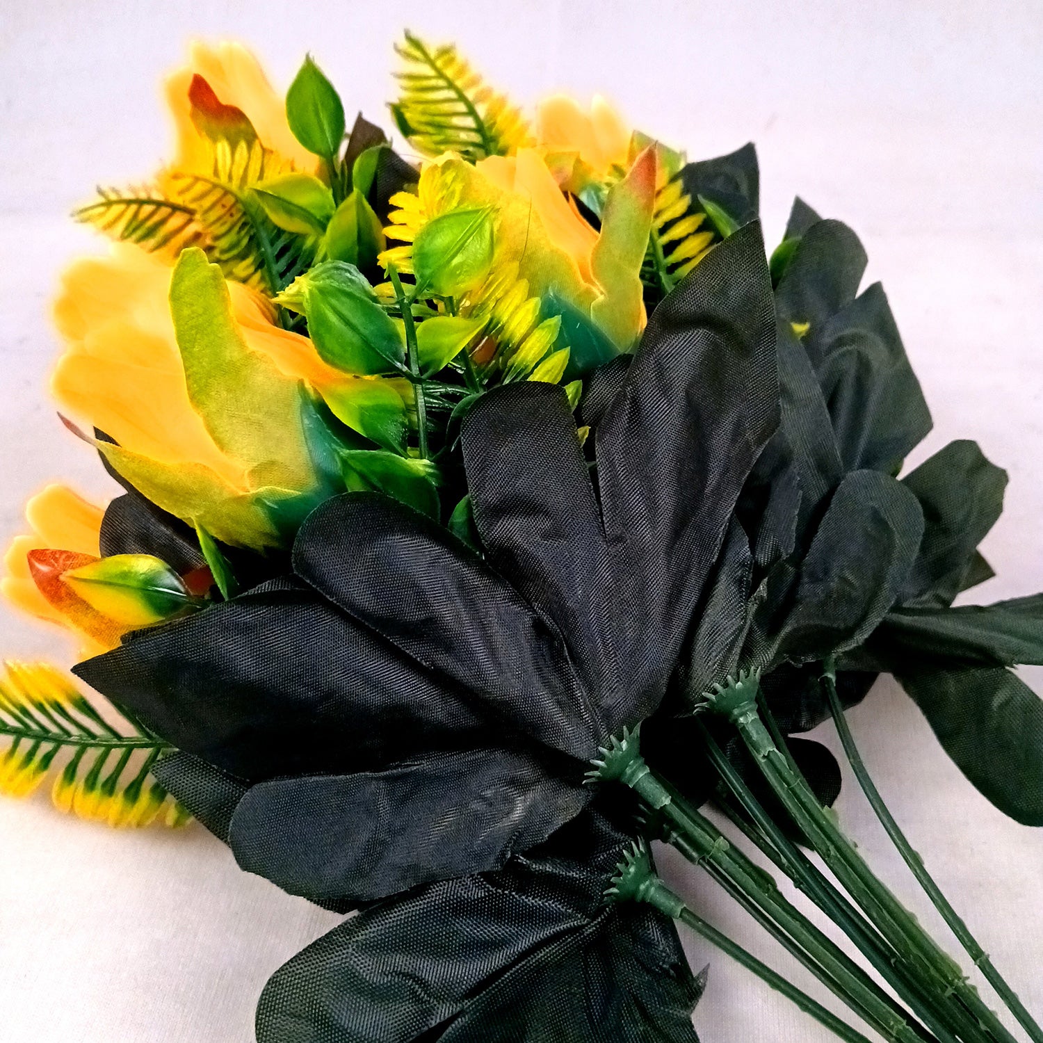 Artificial Flowers Rose Sticks | Faux Flowers Bunch / Bouquet - for Home Decor, Living Room, Office & Festivals Decoration (Vase Not Included) - 15 Inch - Apkamart #Colour_Orange