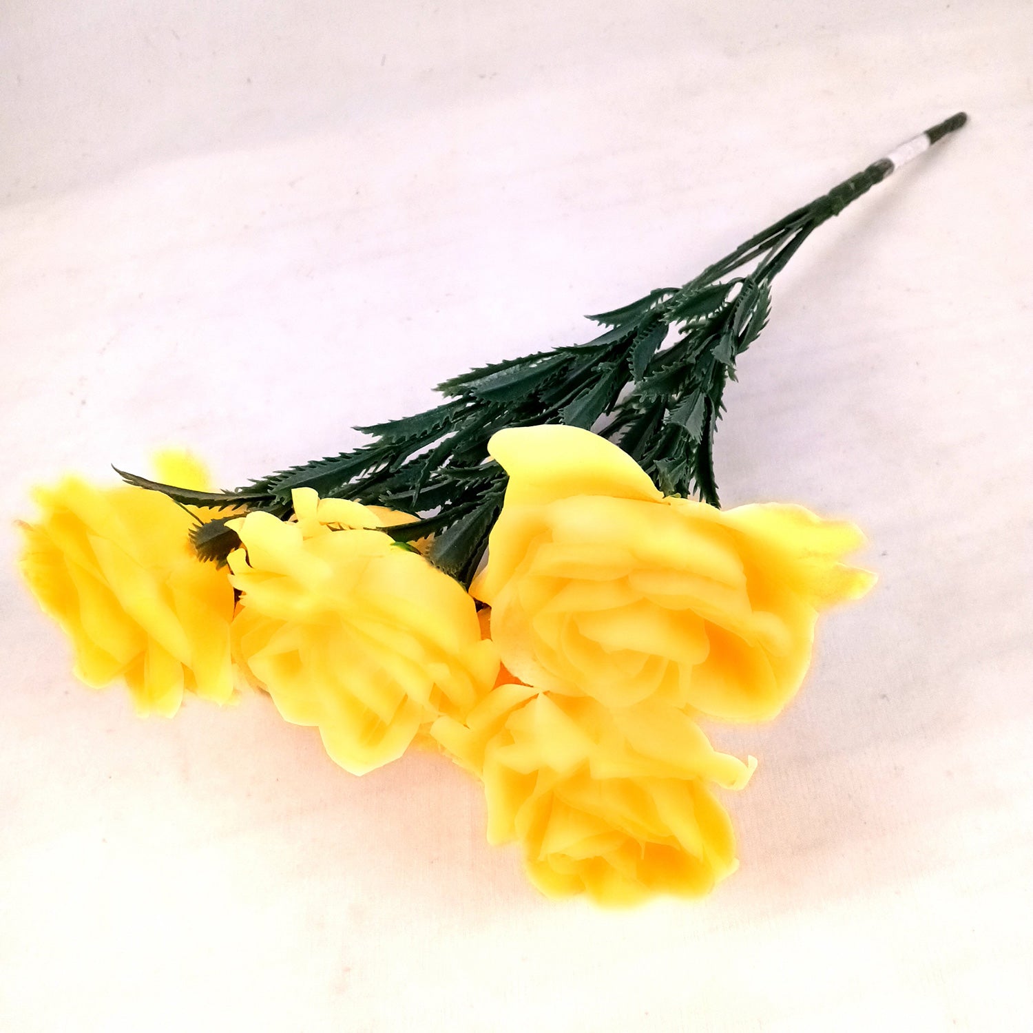 Artificial Flowers Rose Bunches for Vase Pot | Faux Flowers Sticks / Bouquet - for Home Decor, Living Room & Festivals Decoration (Vase Not Included) - 18 Inch - Apkamart #Colour_Yellow