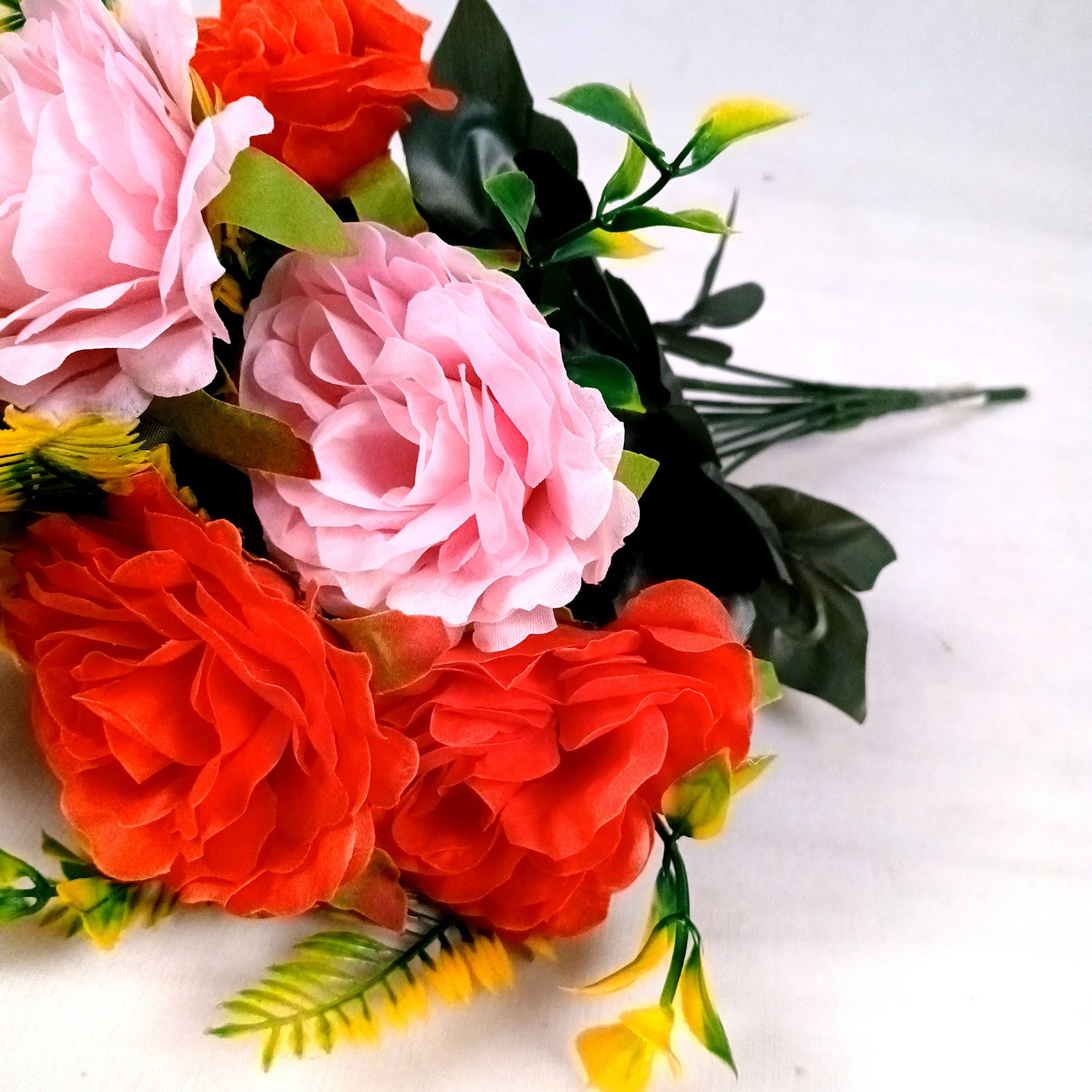 Artificial Flowers Rose Bunches for Vase Pot | Faux Flowers Stem - for Home Decor, Living Room, Office & Festivals Decoration (Vase Not Included) - 16 Inch - Apkamart #Style_Design 1