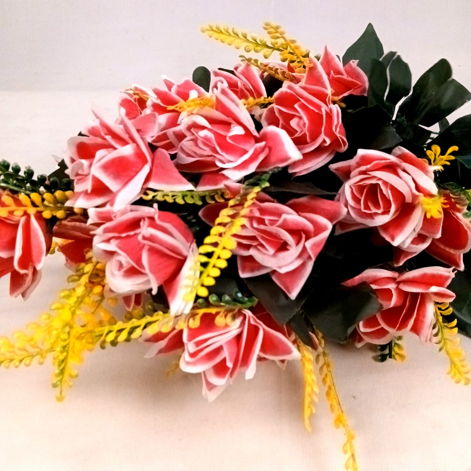 Artificial Flower Rose Bouquets | Faux Flowers Bunch - for Table Vase, Pot, Home Decor, Living Room, Side Table Centerpiece - 26 Inch - Apkamart #Colour_Pink