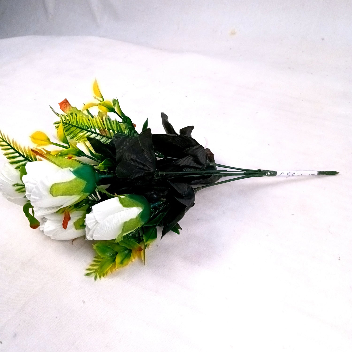 Artificial Flowers Rose Bunches For Pot | Faux Flower Sticks - for Home Decor, Living Room, Office & Festivals Decoration (Vase Not Included) - 14 Inch - Apkamart #Colour_White