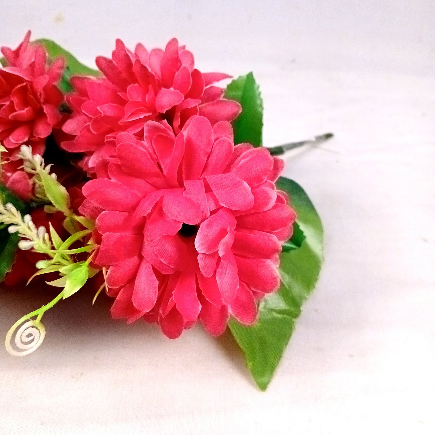 Artificial Flowers Dahlia Bunches for Vase Pot | Faux Flowers Stick - for Home Decor, Living Room, Wedding & Party Decoration (Vase Not Included) - 14 Inch - Apkamart #Colour_Pink