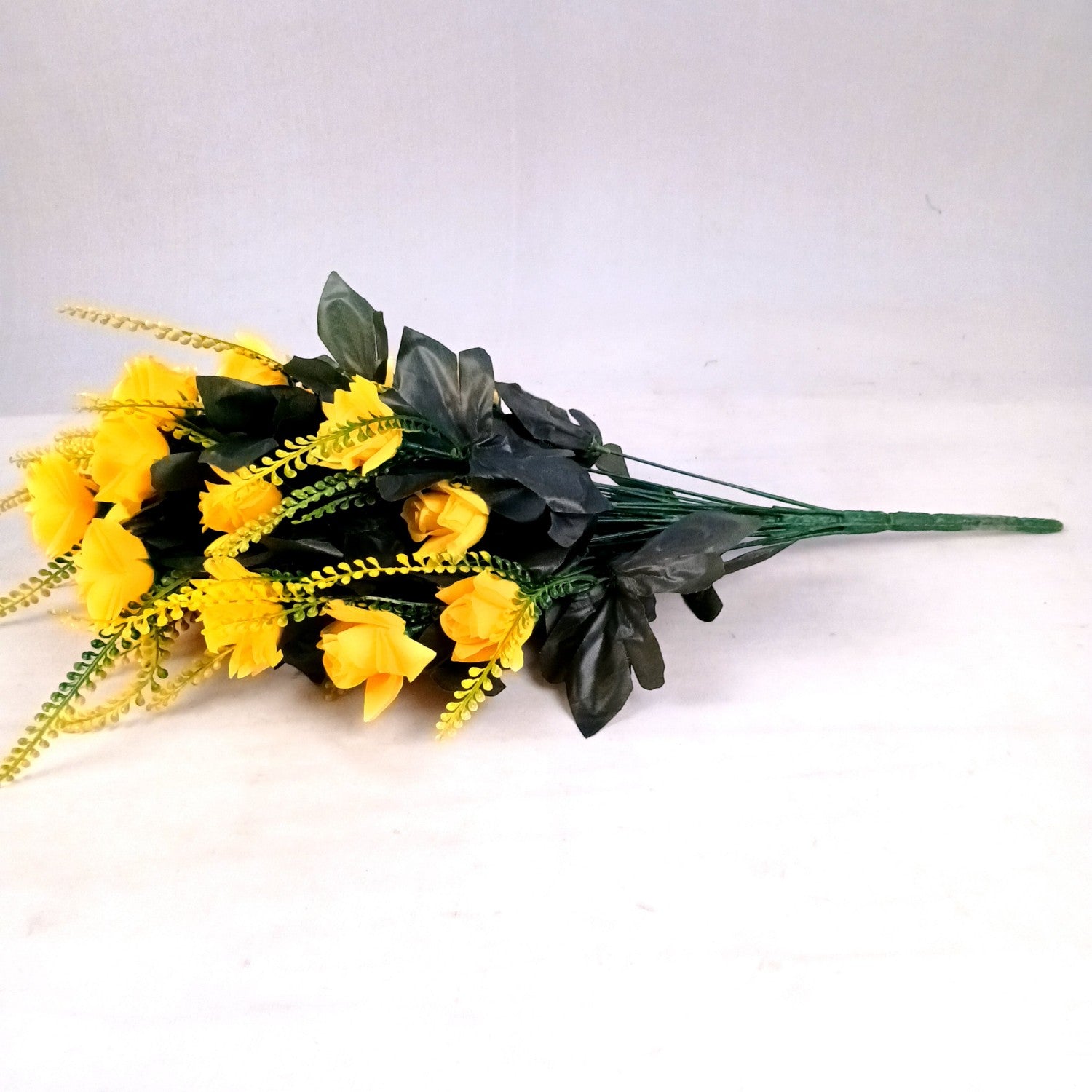 Artificial Flower Rose Bouquets | Faux Flowers Bunch - for Table Vase, Pot, Home Decor, Living Room, Side Table Centerpiece - 26 Inch - Apkamart #Colour_Yellow