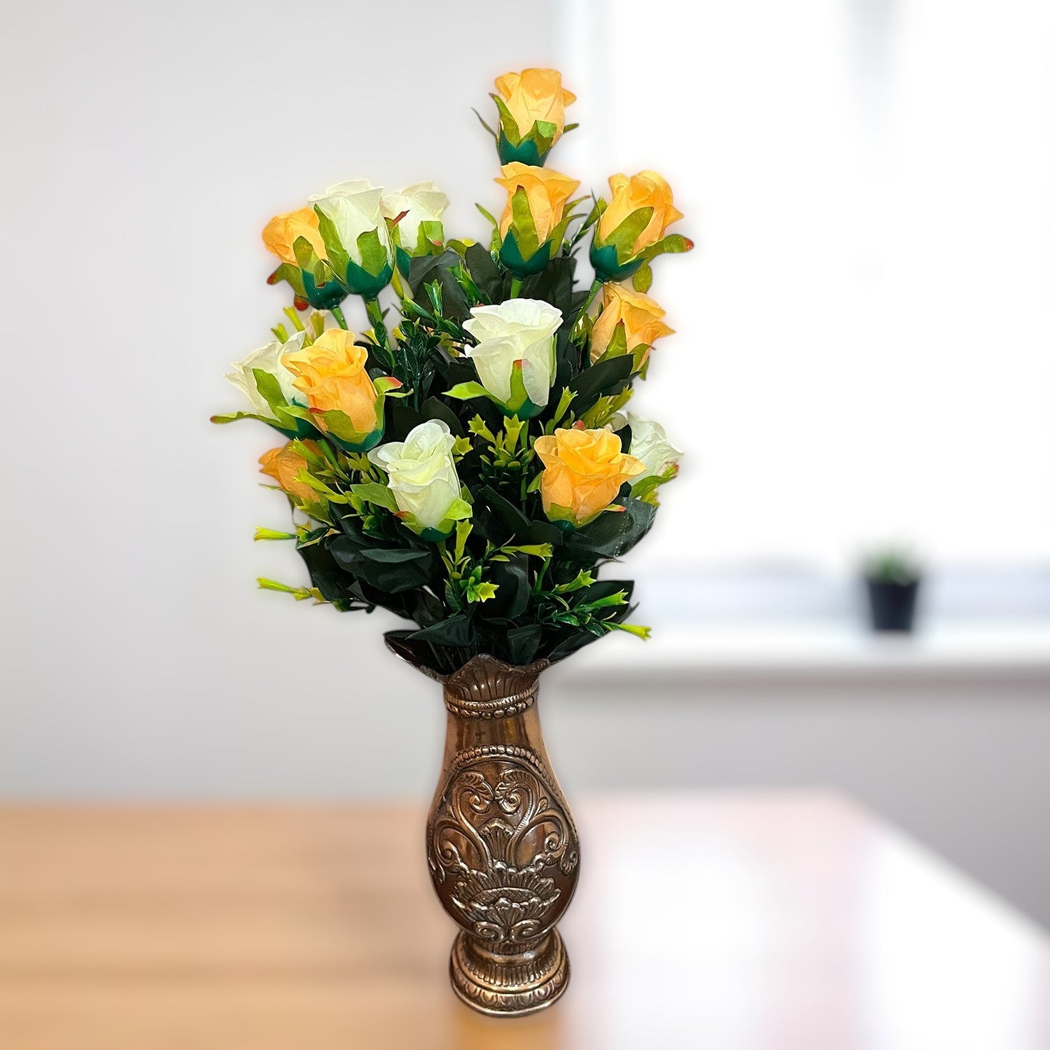 Artificial Flower Bouquets | Faux Flowers Bunch - for Table Vase, Pot, Home Decor, Living Room, Side Table Centerpiece - 29 Inch - Apkamart #Style_Design 3