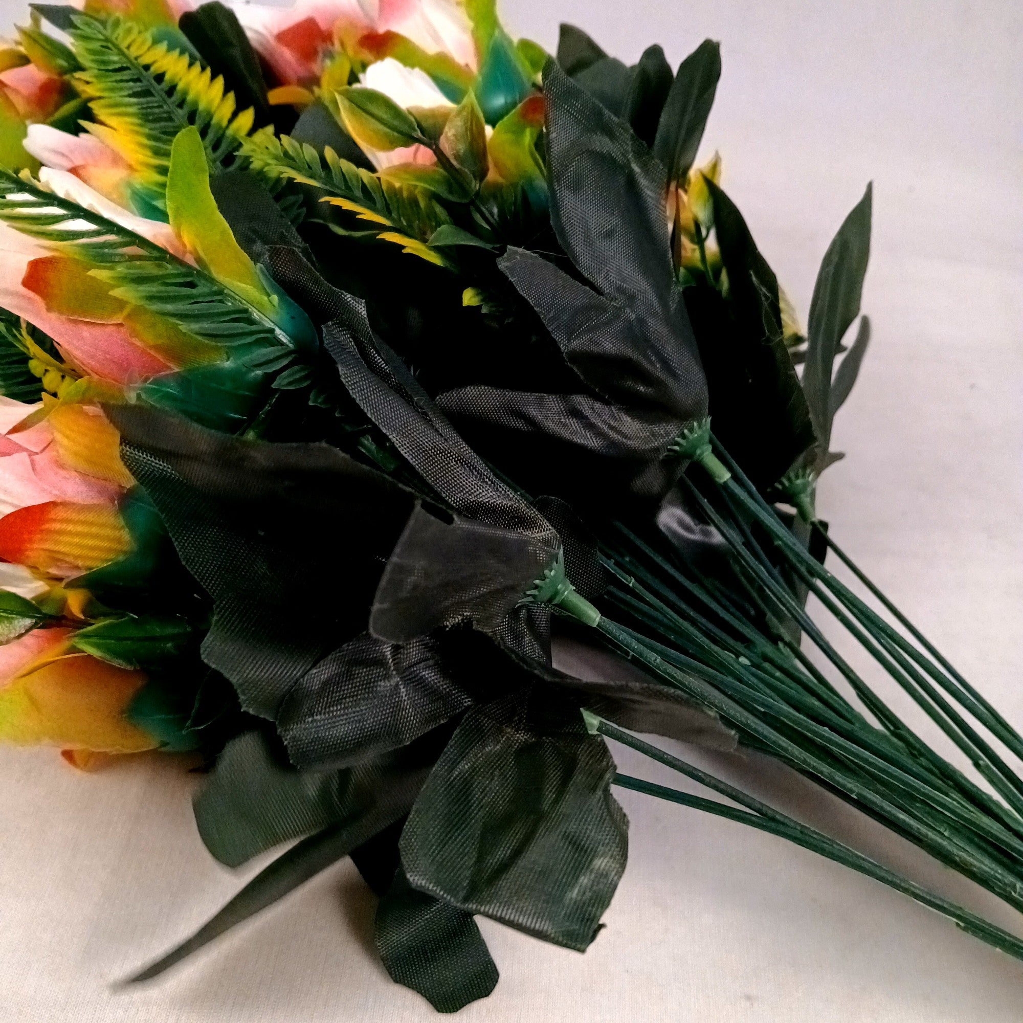 Artificial Flower Rose Bouquets | Fake Flowers Bunch - For Vase, Pot, Home, Balcony, Office Corner, Living Room - 26 Inch - Apkamart #Colour_Multicolor