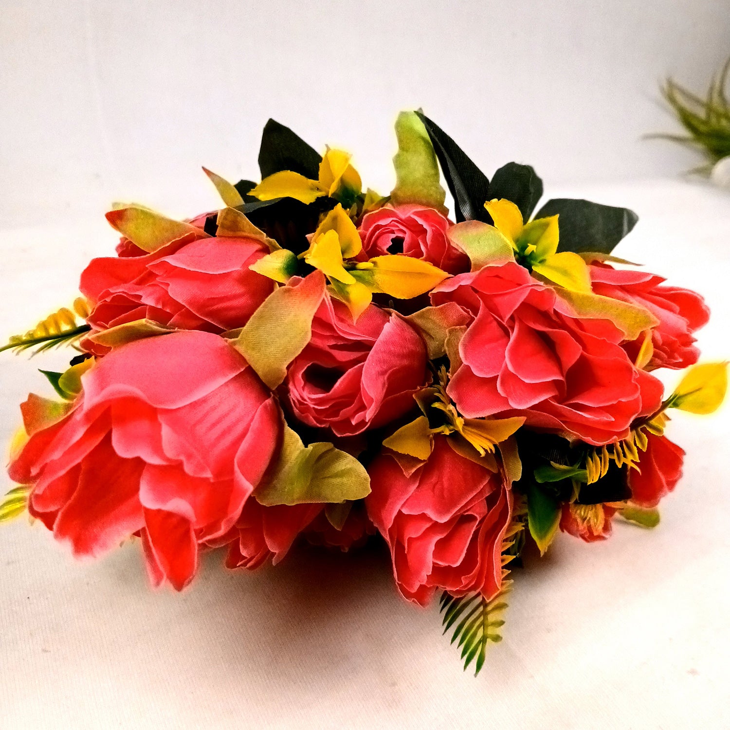 Artificial Flowers Rose Sticks | Faux Flowers Bunch / Bouquet - for Home Decor, Living Room, Office & Festivals Decoration (Vase Not Included) - 15 Inch - Apkamart #Colour_Pink