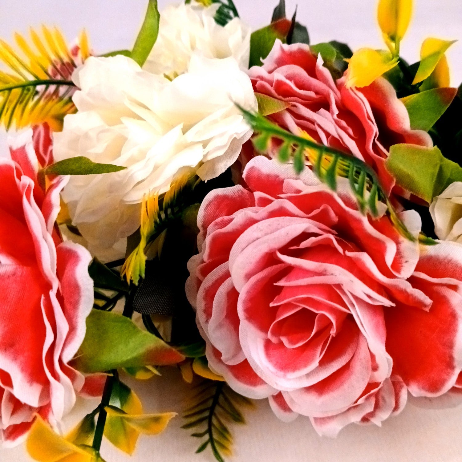 Artificial Flowers Rose Bunches for Vase Pot | Faux Flowers Stem - for Home Decor Living Office Corner Room Side Table Centerpiece - 18 Inch - Apkamart #Style_Design 2