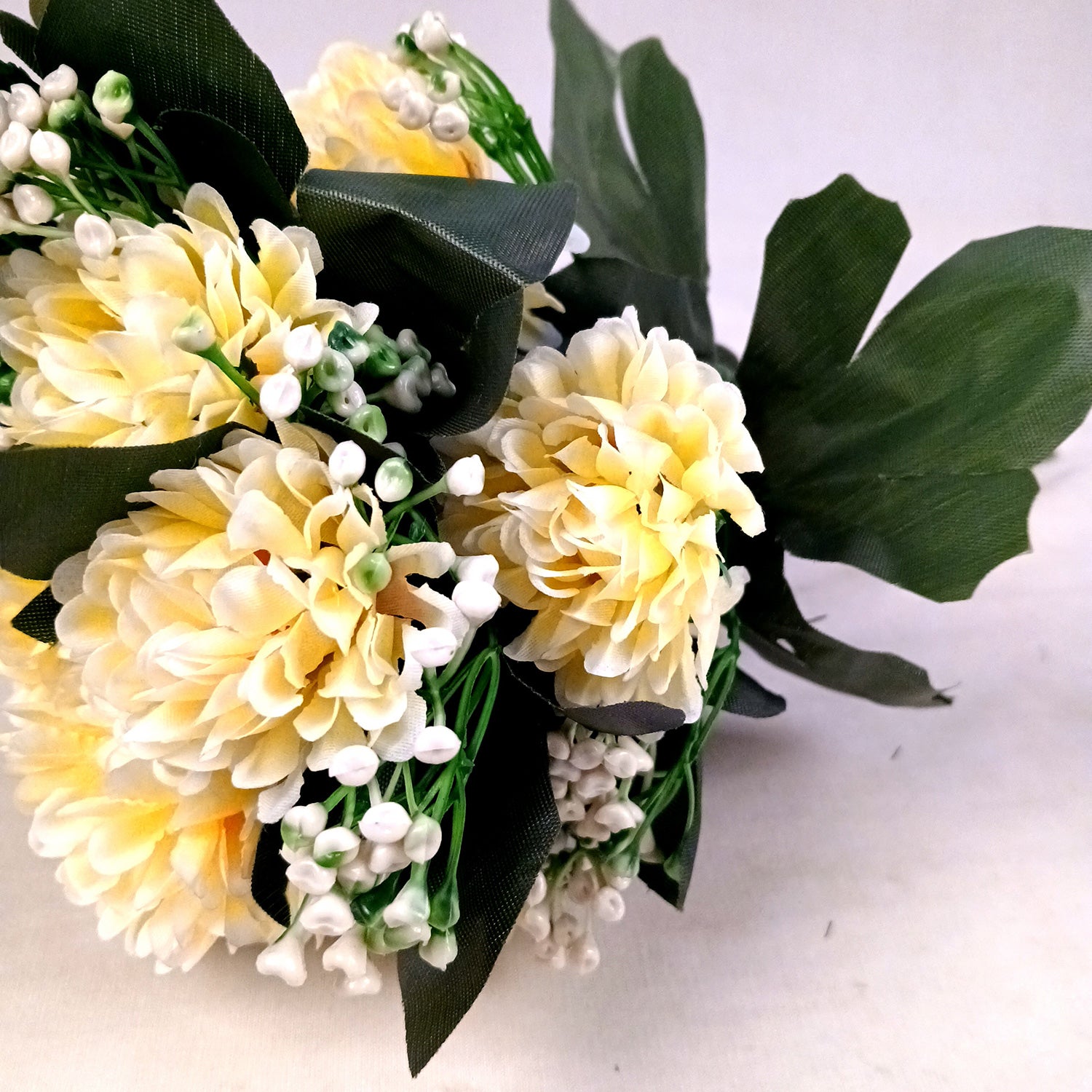 Artificial Flower Plant With Vase Pot | Decorative Flowers Bunch & Stems - for Table Vase, Pot, Home Decor, Living Room, Side Table Centerpiece & Festival Decoration - Apkamart #Colour_Off White