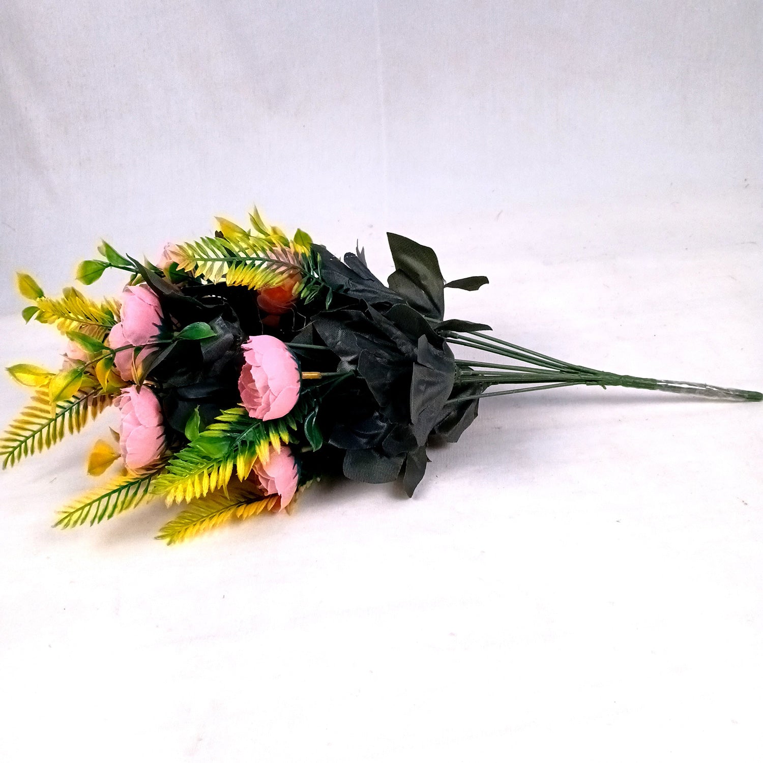 Artificial Flowers Rose Buoquet For Pot | Faux Flower Sticks - for Home Decor, Living Room, Office & Festivals Decoration (Vase Not Included) - 17 Inch - Apkamart #Colour_Pink