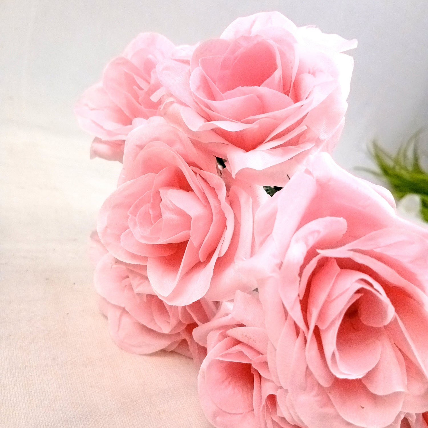 Artificial Flowers Rose Bunches for Vase Pot | Faux Flowers Sticks / Bouquet - for Home Decor, Living Room & Festivals Decoration (Vase Not Included) - 18 Inch - Apkamart #Colour_Pink