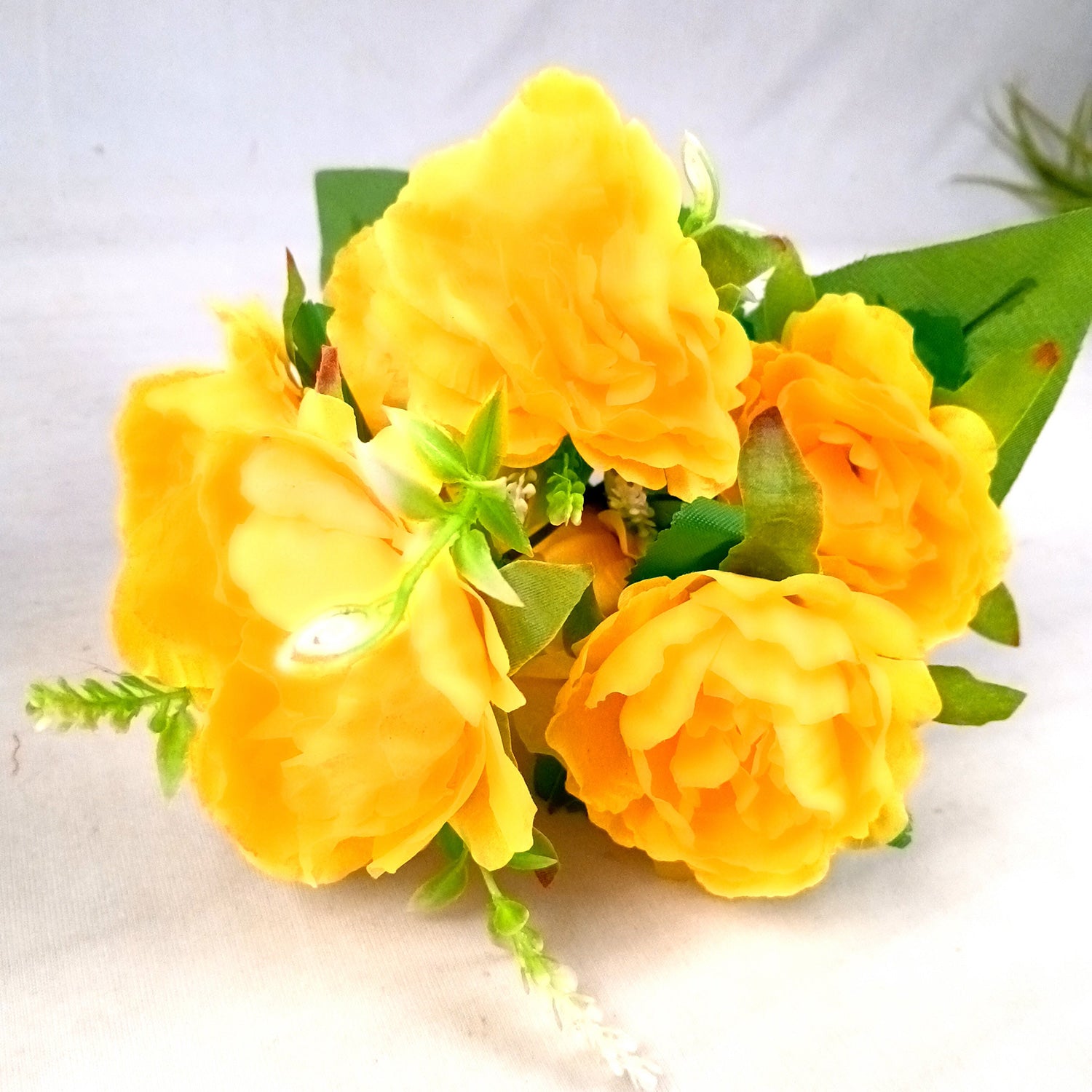 Artificial Flowers Rose Bunches for Vase Pot | Faux Flowers Stem - for Home Decor, Living Room, Office & Festivals Decoration (Vase Not Included) - 14 Inch - Apkamart #Colour_Yellow
