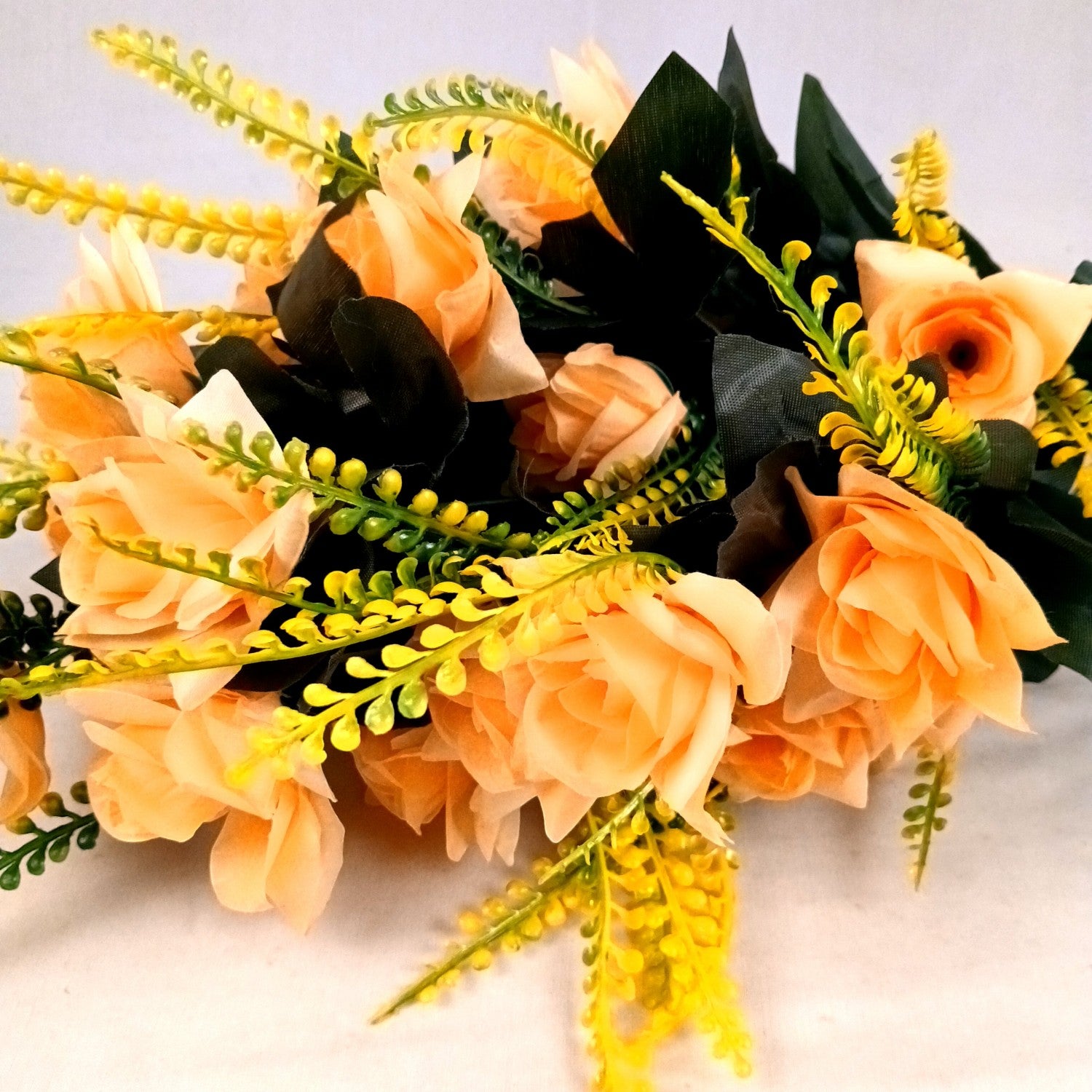 Artificial Flower Rose Bouquets | Faux Flowers Bunch - for Table Vase, Pot, Home Decor, Living Room, Side Table Centerpiece - 26 Inch - Apkamart #Colour_Orange