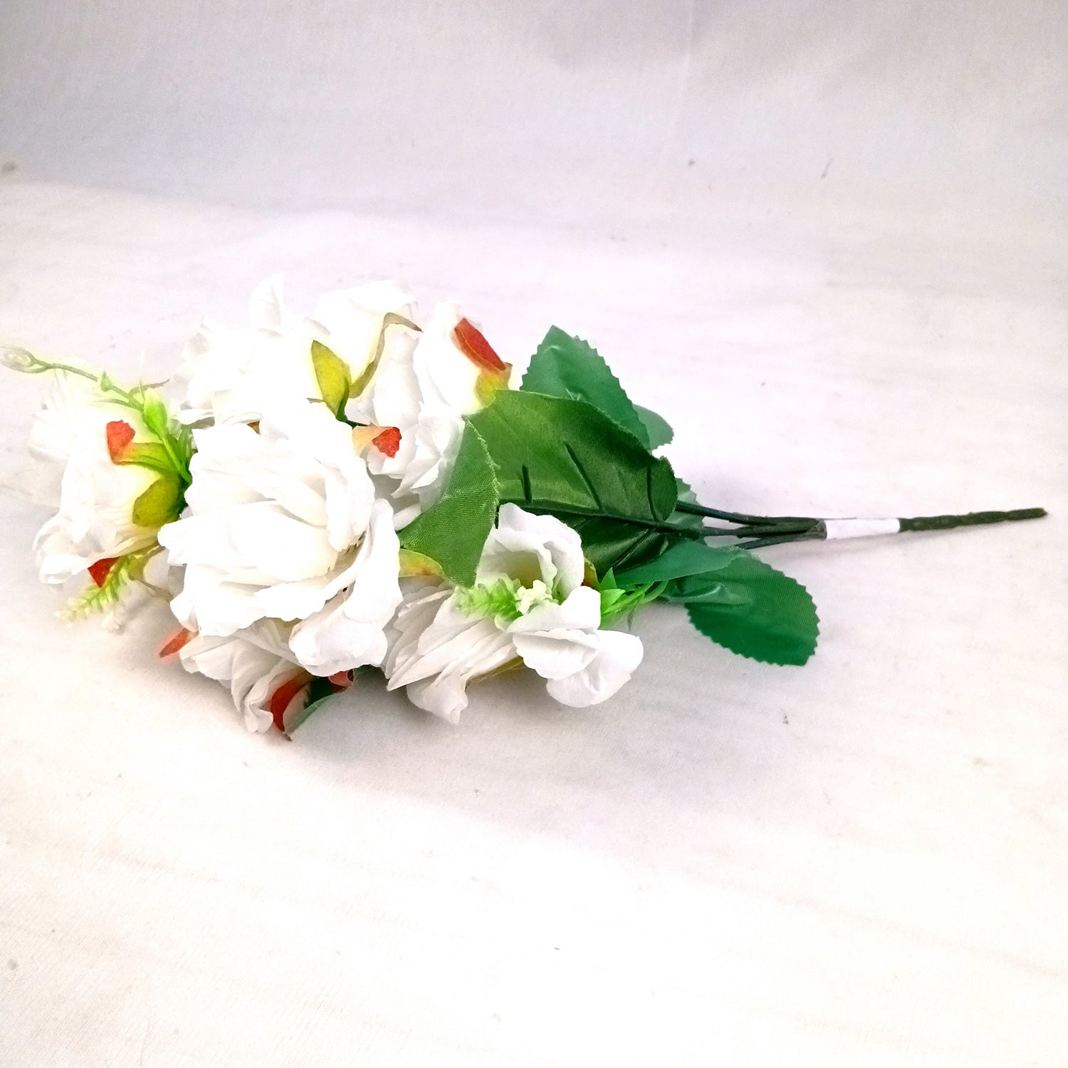 Artificial Flowers Rose | Faux Gulab Flowers Bunch - for Home Decor, Living Room, Office & Festivals Decoration (Vase Not Included) - 15 Inch  Apkamart #Colour_White