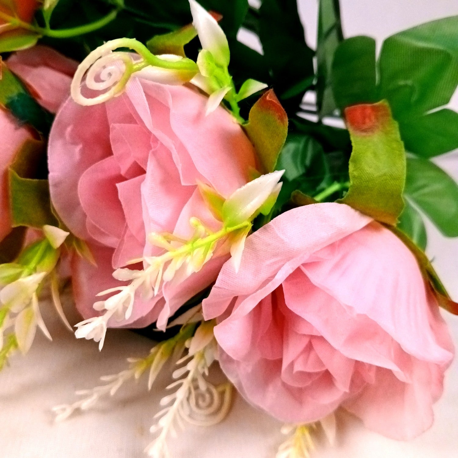 Artificial Rose Flower Bouquets | Faux Flowers Bunch - for Table Vase, Pot, Home Decor, Living Room, Side Table Centerpiece - 17 Inch - Apkamat #Style_Design 1