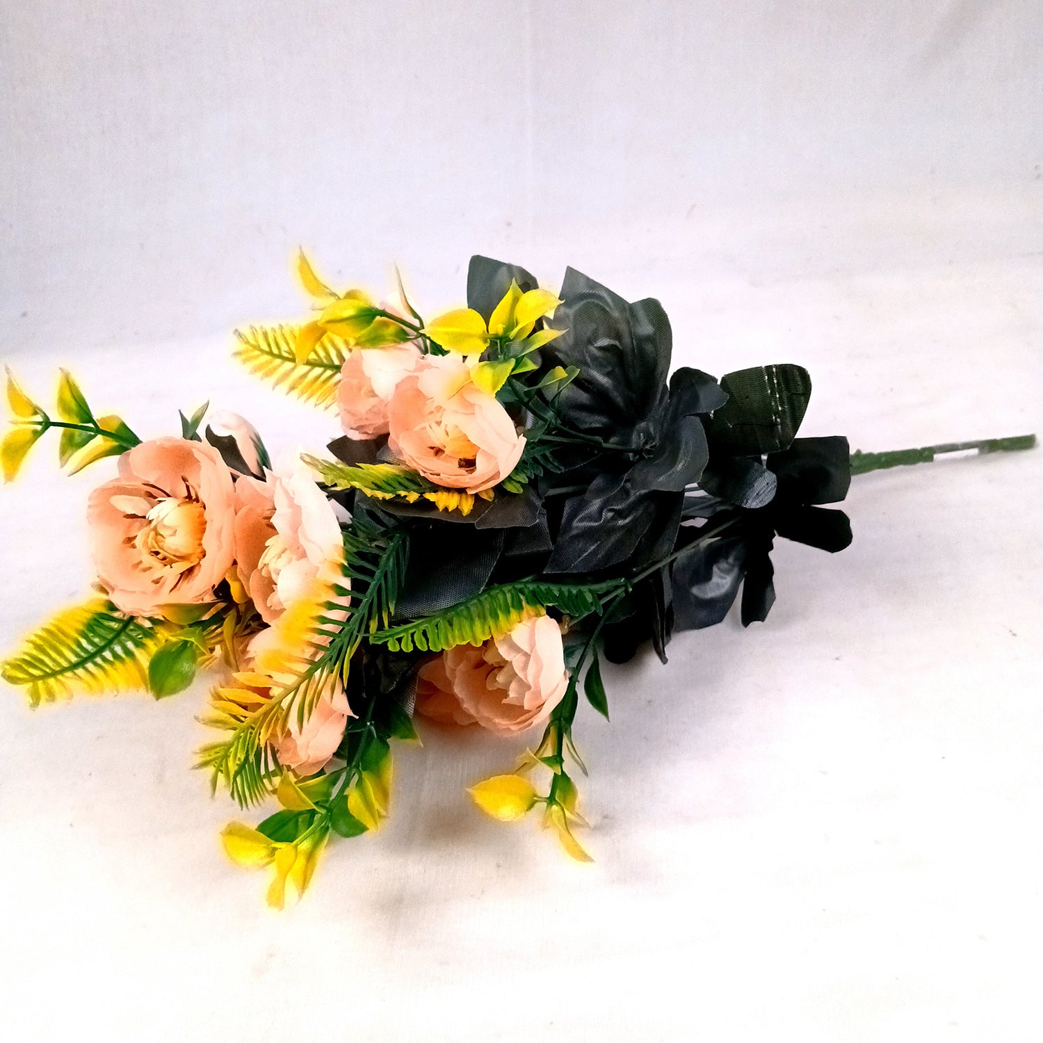 Artificial Flowers Rose Buoquet For Pot | Faux Flower Sticks - for Home Decor, Living Room, Office & Festivals Decoration (Vase Not Included) - 17 Inch - Apkamart #Colour_Orange