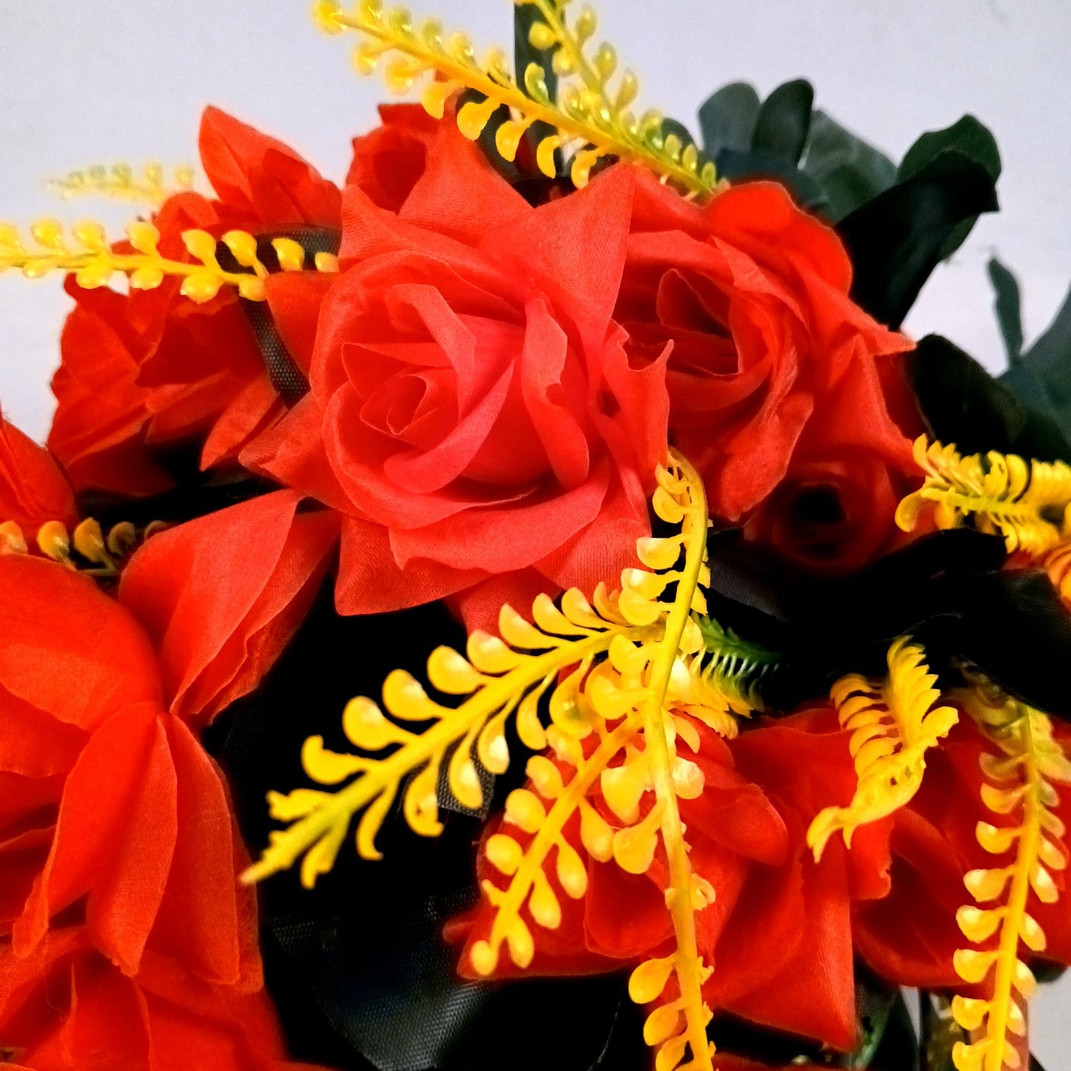 Artificial Flower Rose Bouquets | Faux Flowers Bunch - for Table Vase, Pot, Home Decor, Living Room, Side Table Centerpiece - 26 Inch - Apkamart #Colour_Red