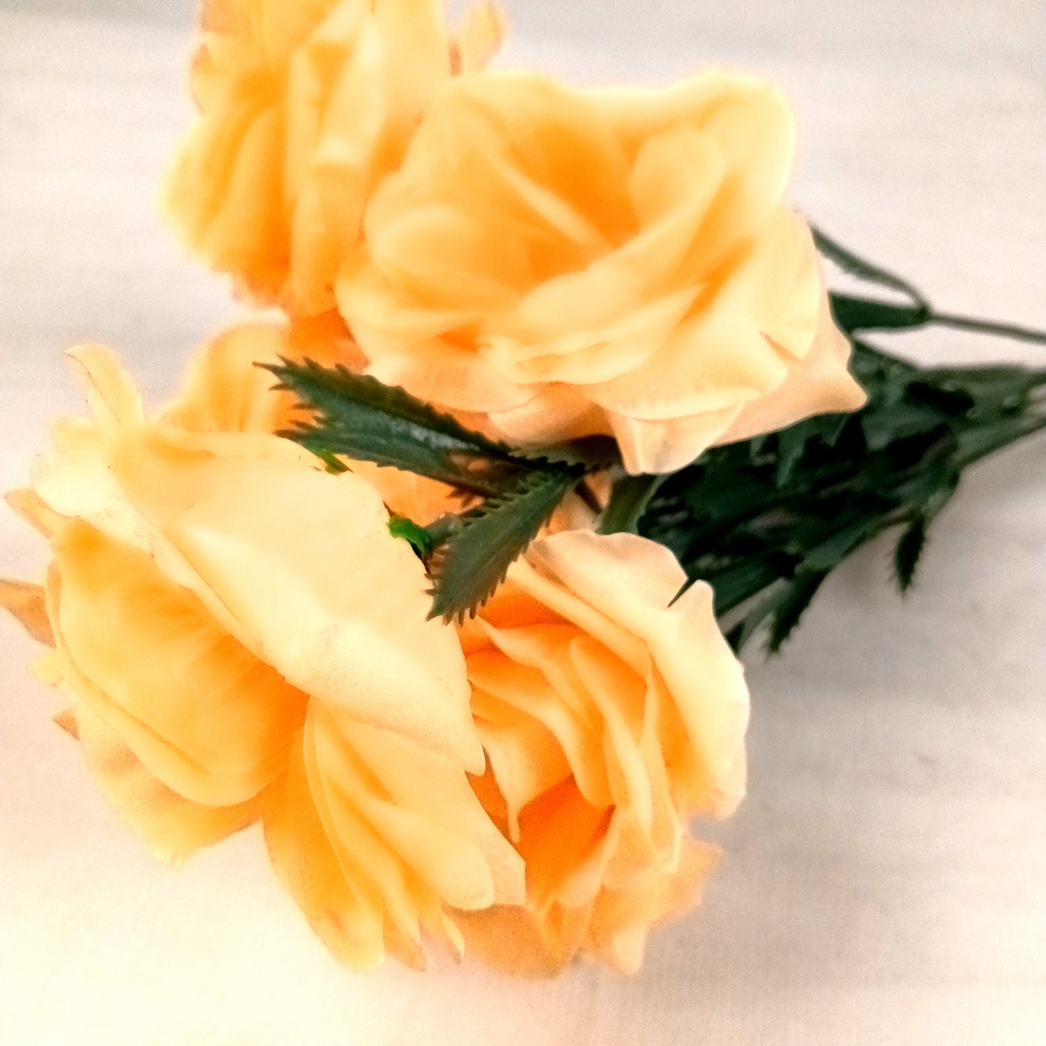 Artificial Flowers Rose Bunches for Vase Pot | Faux Flowers Stem - for Home Decor, Living Room, Office & Festivals Decoration (Vase Not Included) - 18 Inch - Apkamart #Colour_Orange