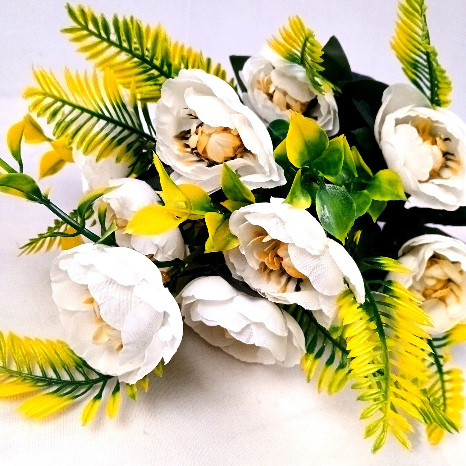 Artificial Flower Plant With Fruits | Decorative Flowers Bunch & Stems - for Table Vase, Pot, Home Decor, Living Room, Side Table Centerpiece & Festival Decoration - Apkamart #Color_White