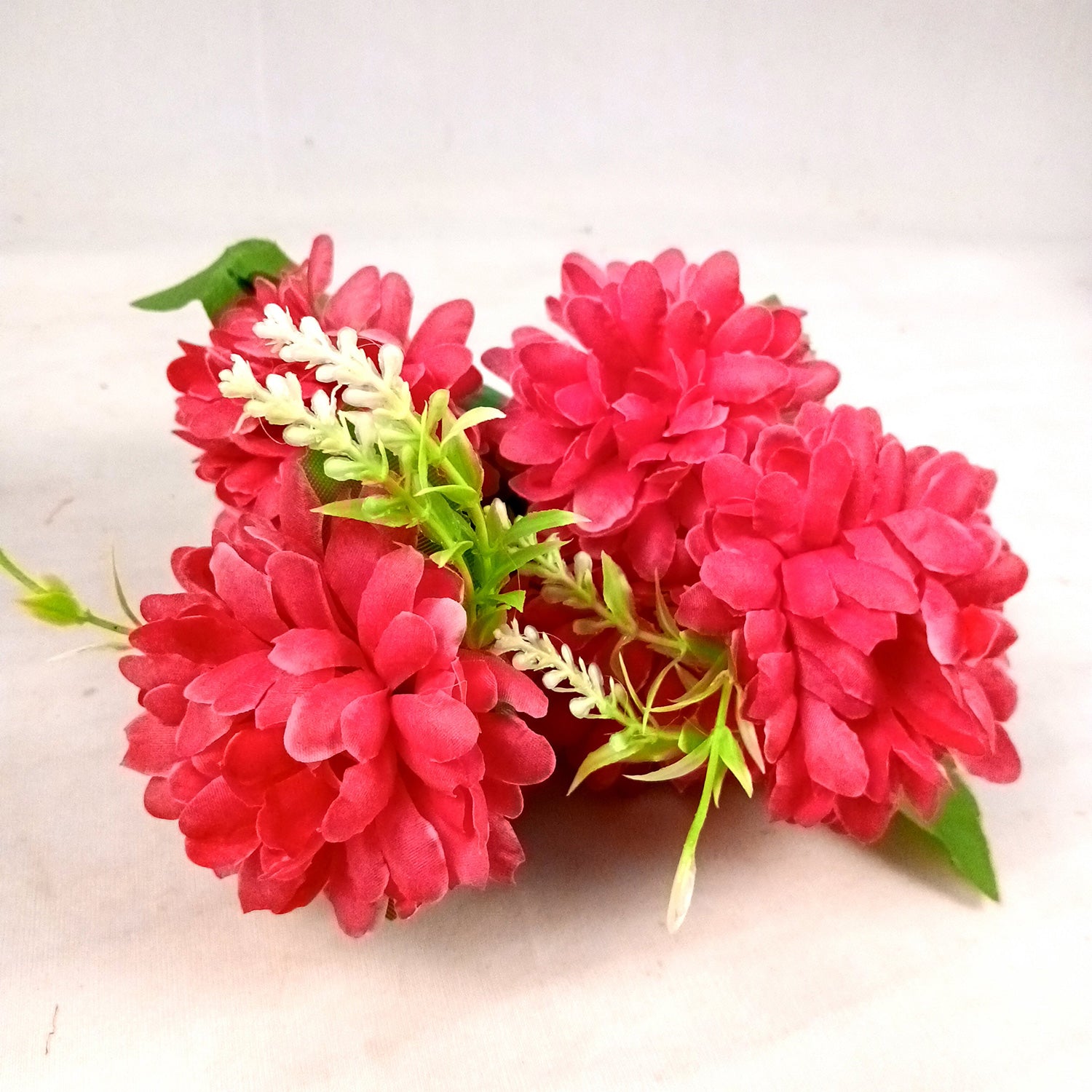 Artificial Flowers Dahlia Bunches for Vase Pot | Faux Flowers Stick - for Home Decor, Living Room, Wedding & Party Decoration (Vase Not Included) - 14 Inch - Apkamart #Colour_Pink