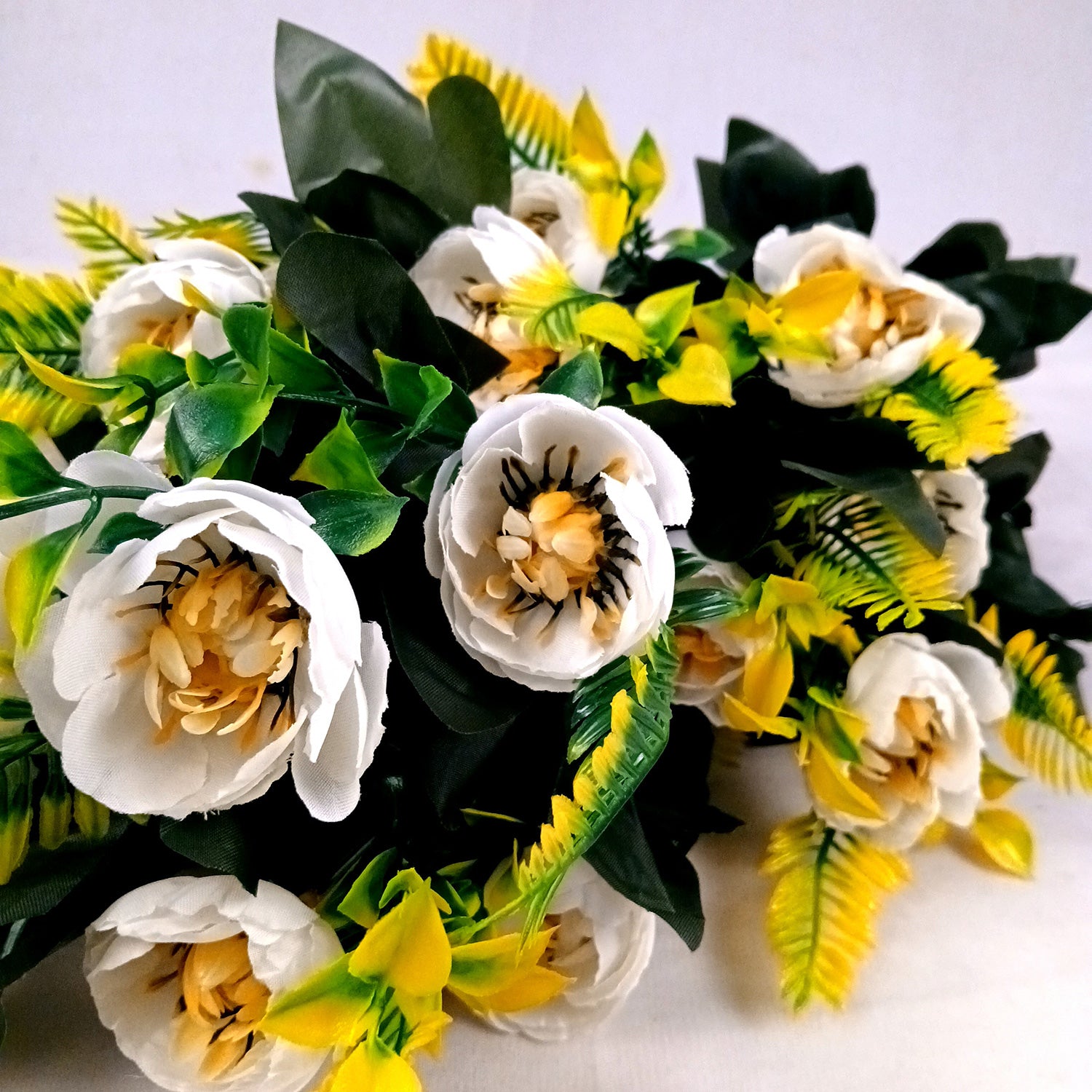 Artificial Flower Bouquets | Fake Flowers Bunch / Sticks - for Vase, Home, Bedroom, Balcony, Office Corner, Living Room (Vase Not Included) - 26 Inch - Apkamart #Colour_White