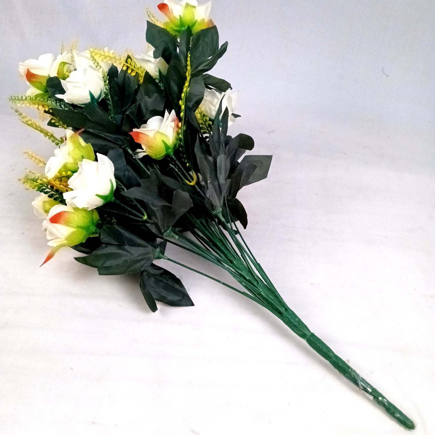 Artificial Flower Rose Bouquets | Faux Flowers Bunch - for Table Vase, Pot, Home Decor, Living Room, Side Table Centerpiece - 26 Inch - Apkamart #Colour_White