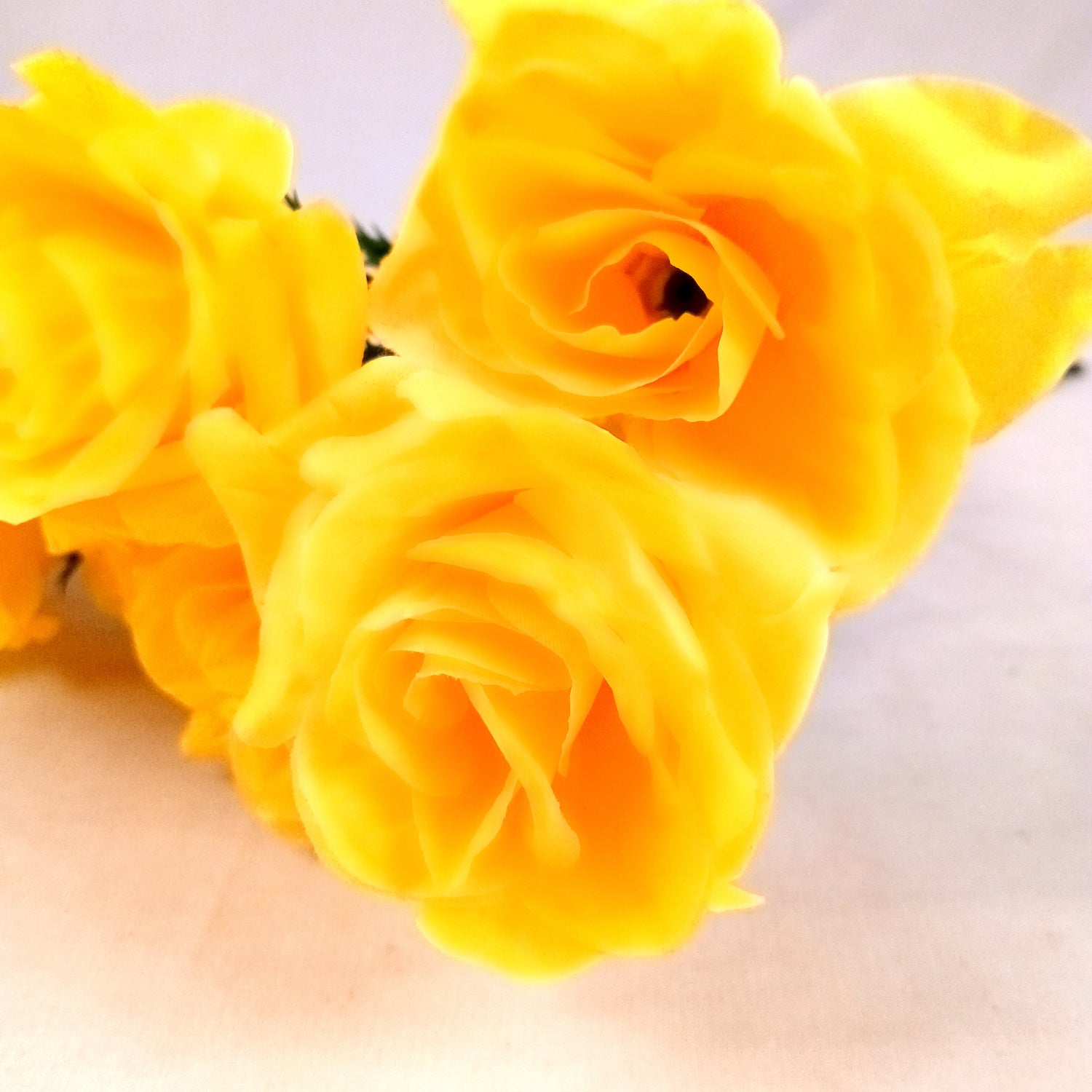 Artificial Flowers Rose Bunches for Vase Pot | Faux Flowers Sticks / Bouquet - for Home Decor, Living Room & Festivals Decoration (Vase Not Included) - 18 Inch - Apkamart #Colour_Yellow