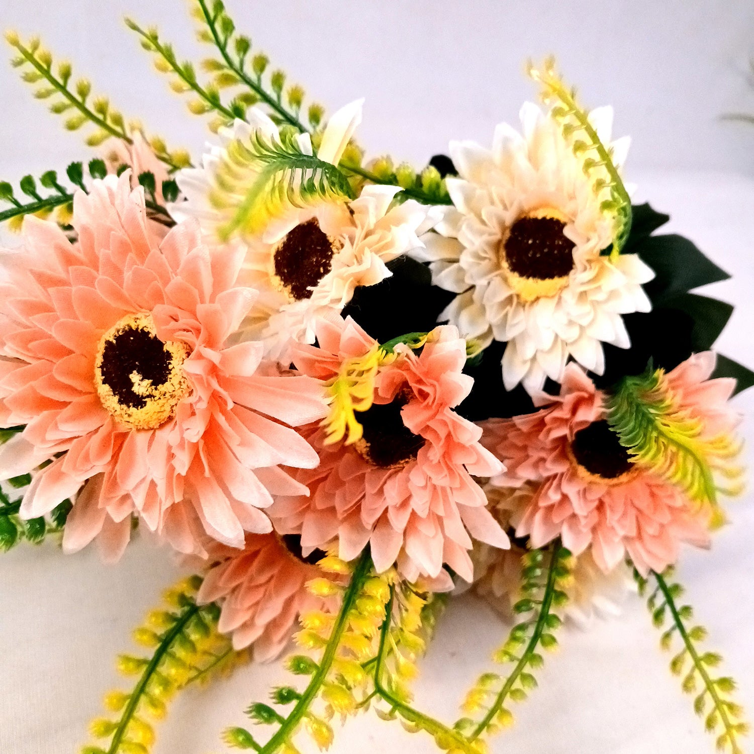 Artificial Flowers - Gerbera Daisy Bunches | Faux Flower Sticks - for Home Decor, Living Room, Office & Festivals Decoration (Vase Not Included) - 14 Inch - Apkamart #Style_Design 1
