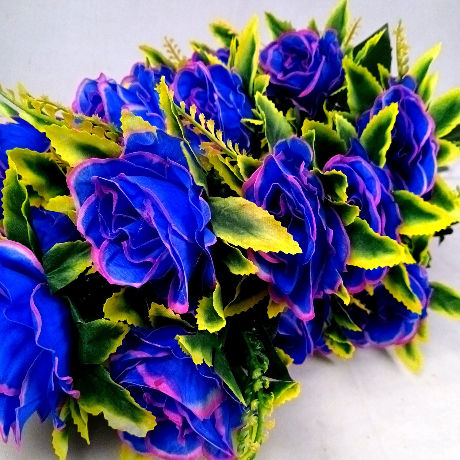 Artificial Flowers Rose Bunches for Vase | Faux Flowers Stem - for Home Decor, Living Room, Office & Festivals Decoration (Vase Not Included) - 27 Inch - Apkamart #Colour_Blue