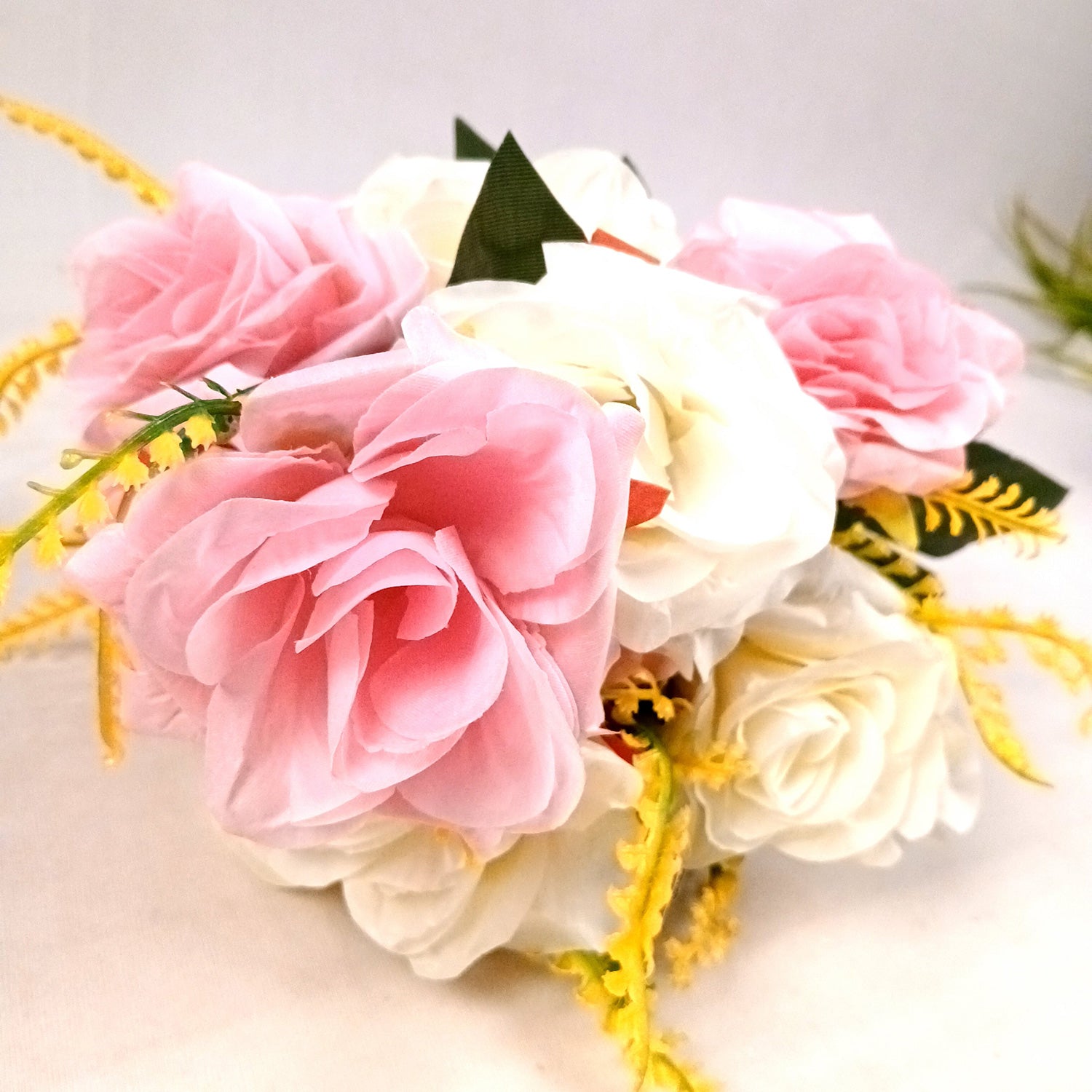 Artificial Flowers Rose Bunches for Vase Pot | Faux Flowers Stem - for Home Decor, Living Room, Office & Festivals Decoration (Vase Not Included) - 16 Inch - Apkamart #Style_Design 1