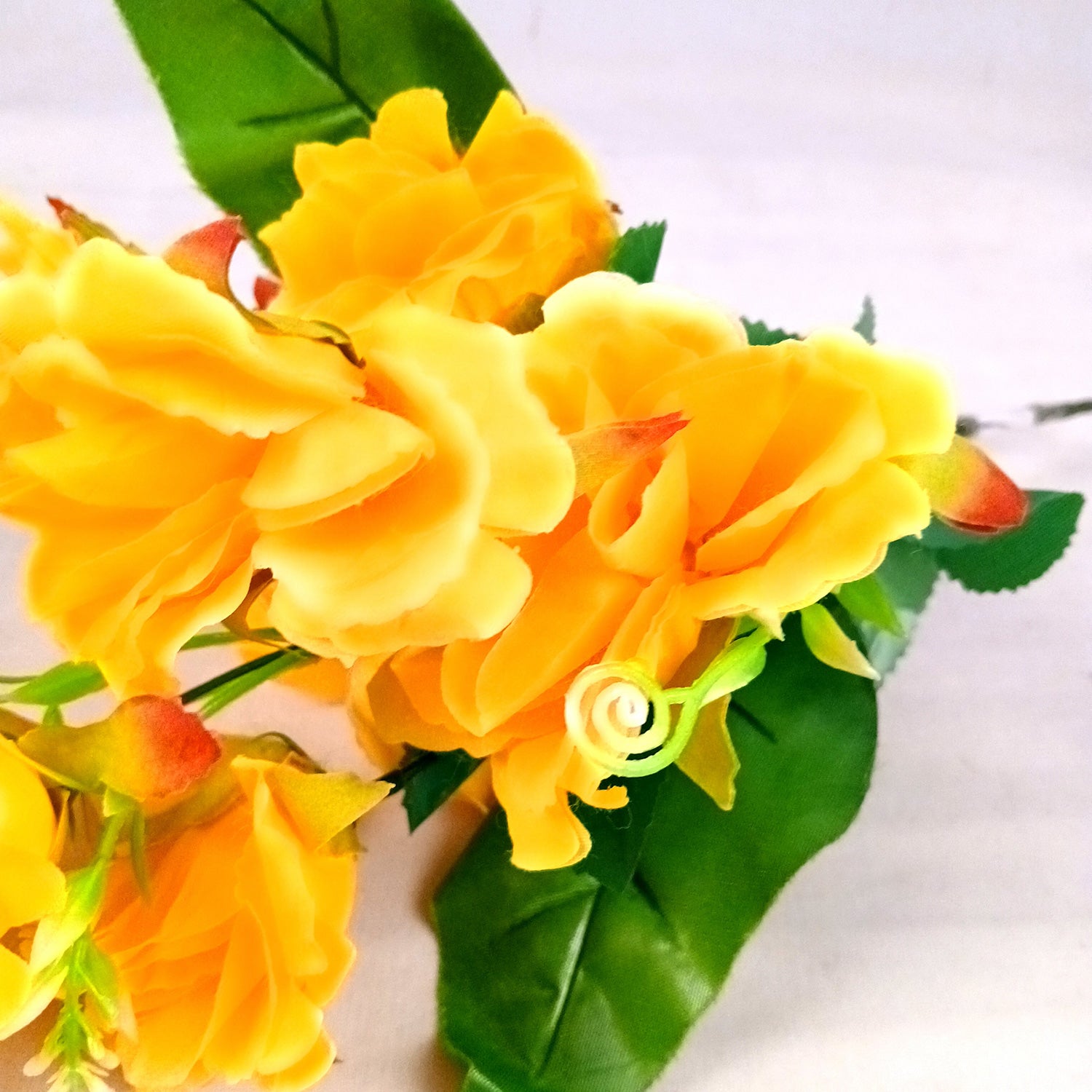 Artificial Flowers Rose Bunches for Vase Pot | Faux Flowers Stem - for Home Decor, Living Room, Office & Festivals Decoration (Vase Not Included) - 14 Inch - Apkamart #Colour_Yellow