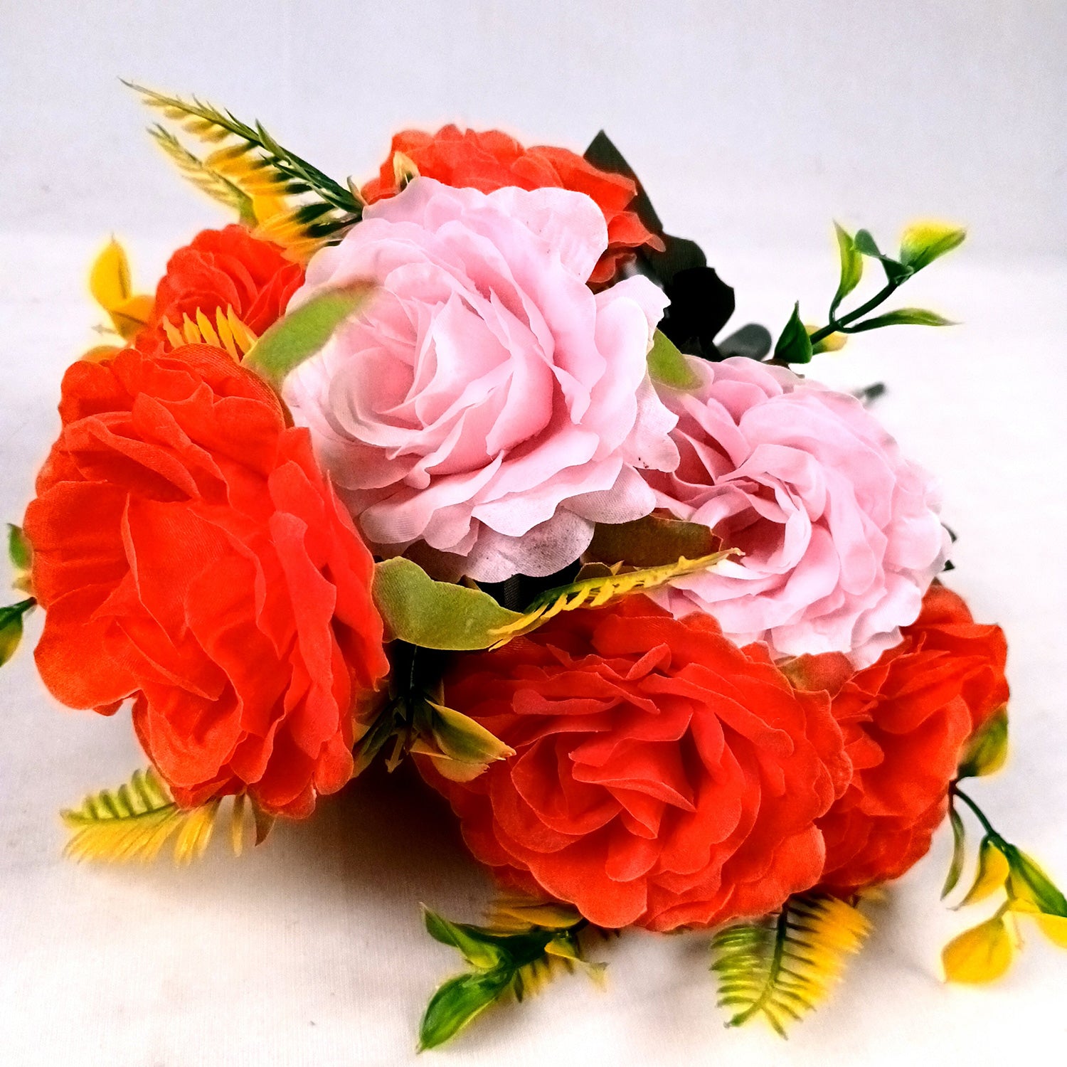 Artificial Flowers Rose Bunches for Vase Pot | Faux Flowers Stem - for Home Decor, Living Room, Office & Festivals Decoration (Vase Not Included) - 16 Inch - Apkamart #Style_Design 1