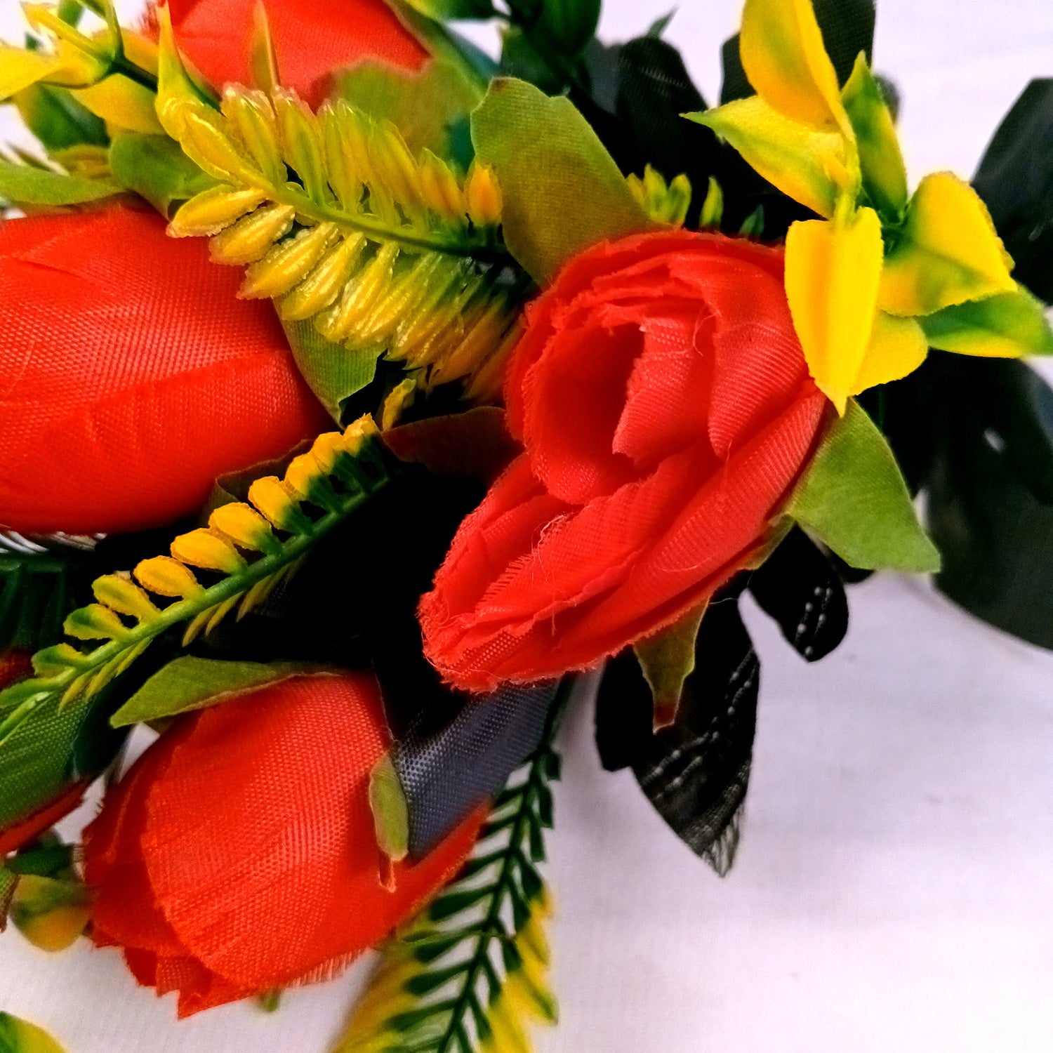 Artificial Flowers Rose Bunches For Pot | Faux Flower Sticks - for Home Decor, Living Room, Office & Festivals Decoration (Vase Not Included) - 14 Inch - Apkamart #Colour_Red