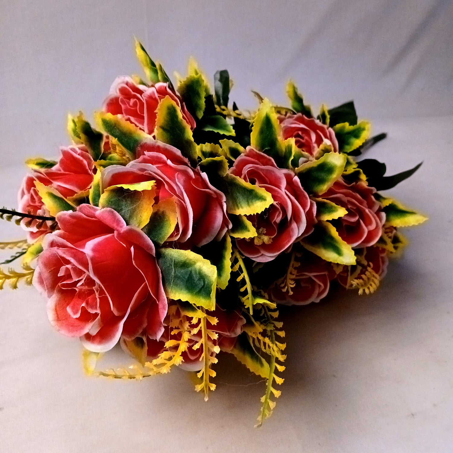 Artificial Flowers Rose Bunches for Vase | Faux Flowers Stem - for Home Decor, Living Room, Office & Festivals Decoration (Vase Not Included) - 27 Inch - Apkamart #Colour_Pink