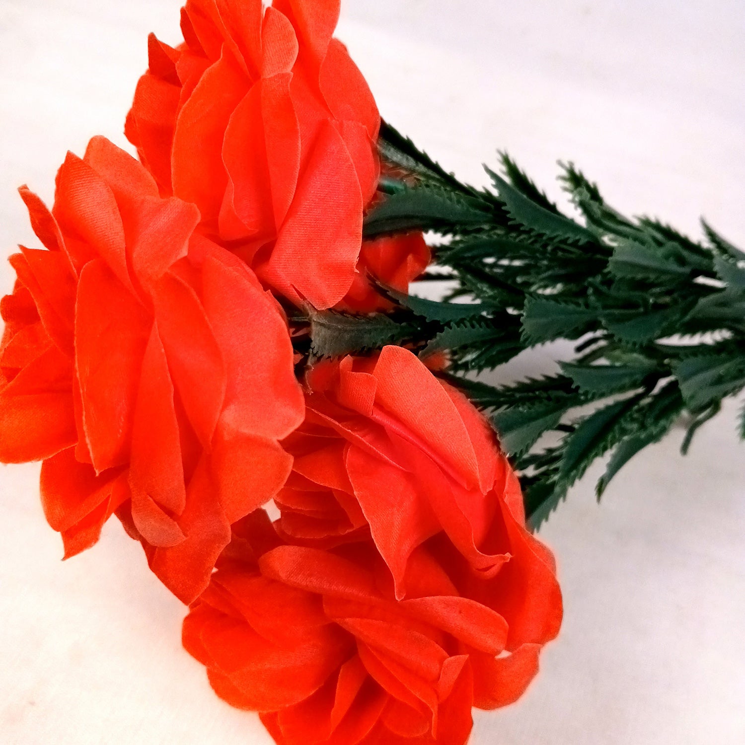 Artificial Flowers Rose Bunches for Vase Pot | Faux Flowers Stem - for Home Decor, Living Room, Office & Festivals Decoration (Vase Not Included) - 18 Inch - Apkamart #Colour_Red