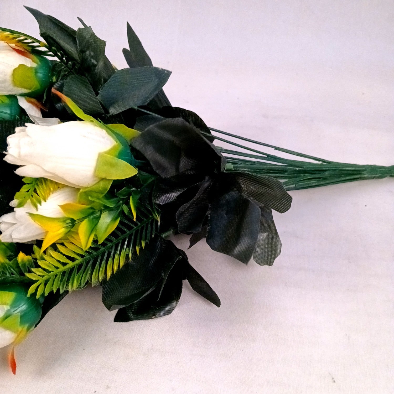 Artificial Flower Rose Bouquets | Fake Flowers Bunch - For Vase, Pot, Home, Bedroom, Balcony, Office Corner, Living Room - 26 Inch - Apkamart #Colour_White