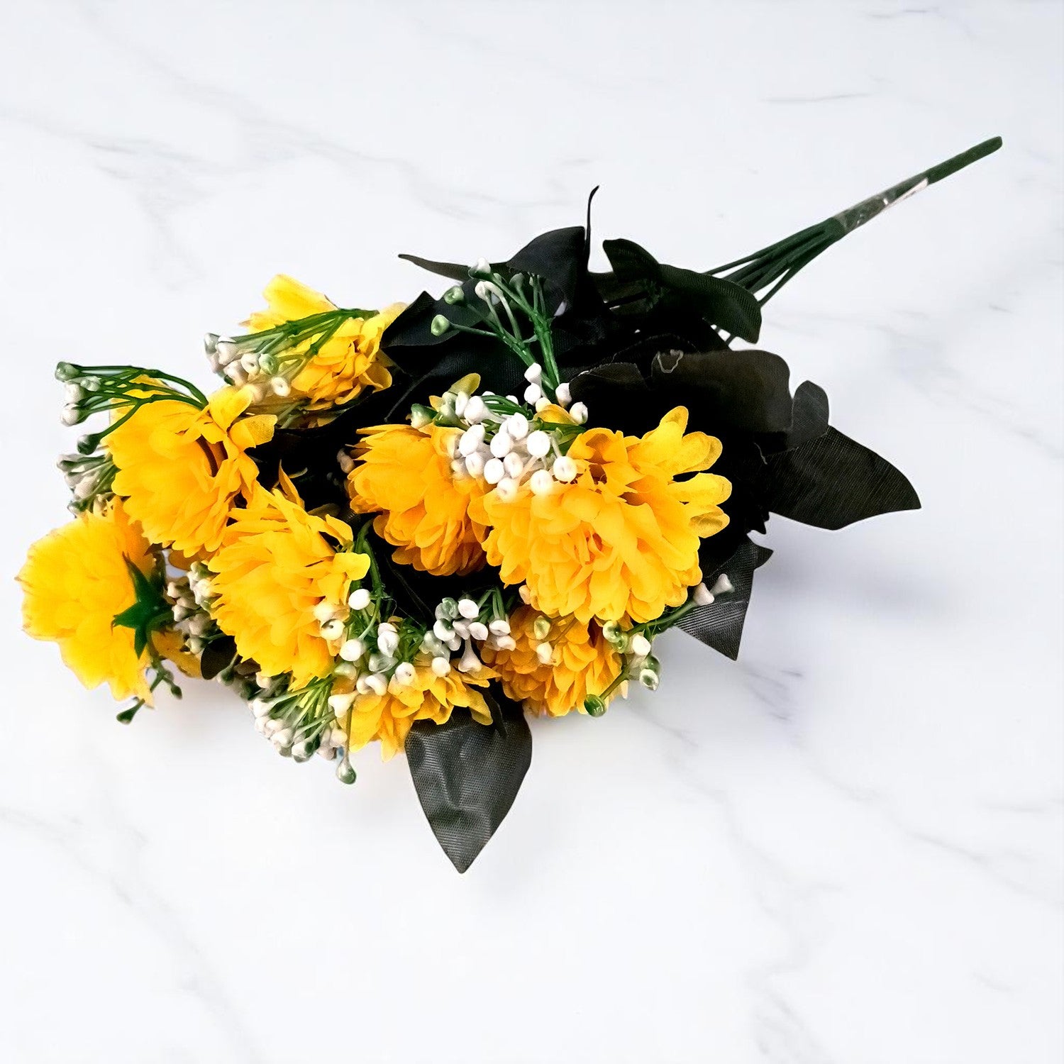 Artificial Flower Bouquet | Faux Flowers & Plants Bunch - for Table Vase, Pot, Home Decor, Living Room, Side Table Center piece Decoration - Apkamart #Color_Yellow