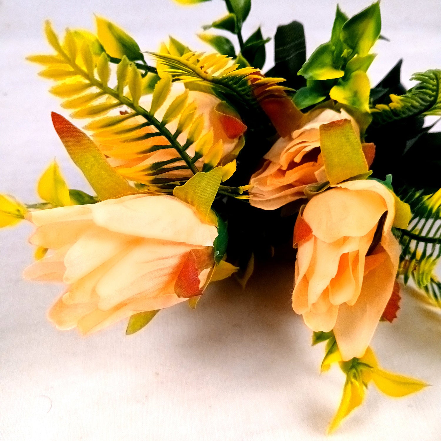 Artificial Flowers Rose Bouquet | Faux Flowers Bunch / Sticks - for Home Decor, Living Room, Office & Festivals Decoration (Vase Not Included) - 15 Inch - Apkamart #Colour_Orange